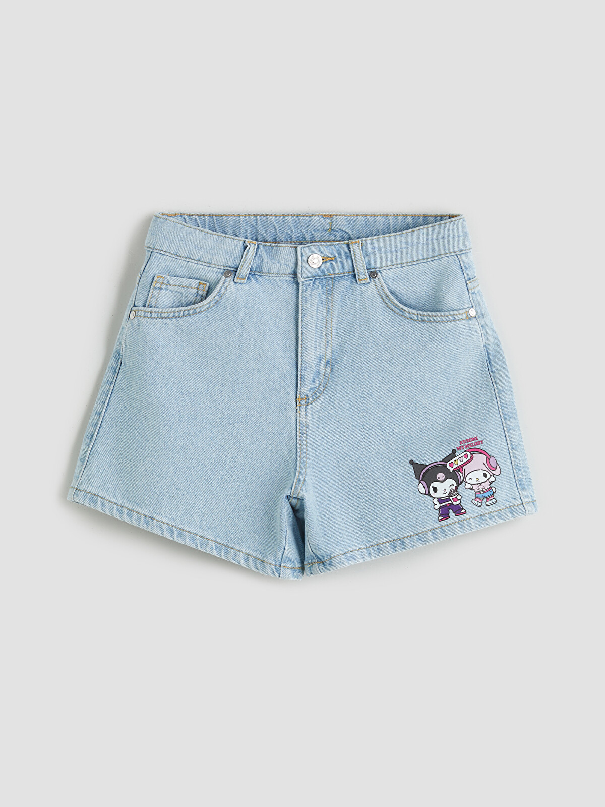 LCW Kids Mavi Kuromi Baskılı Kız Çocuk Jean Şort - S5R668Z4-V2T | LCW