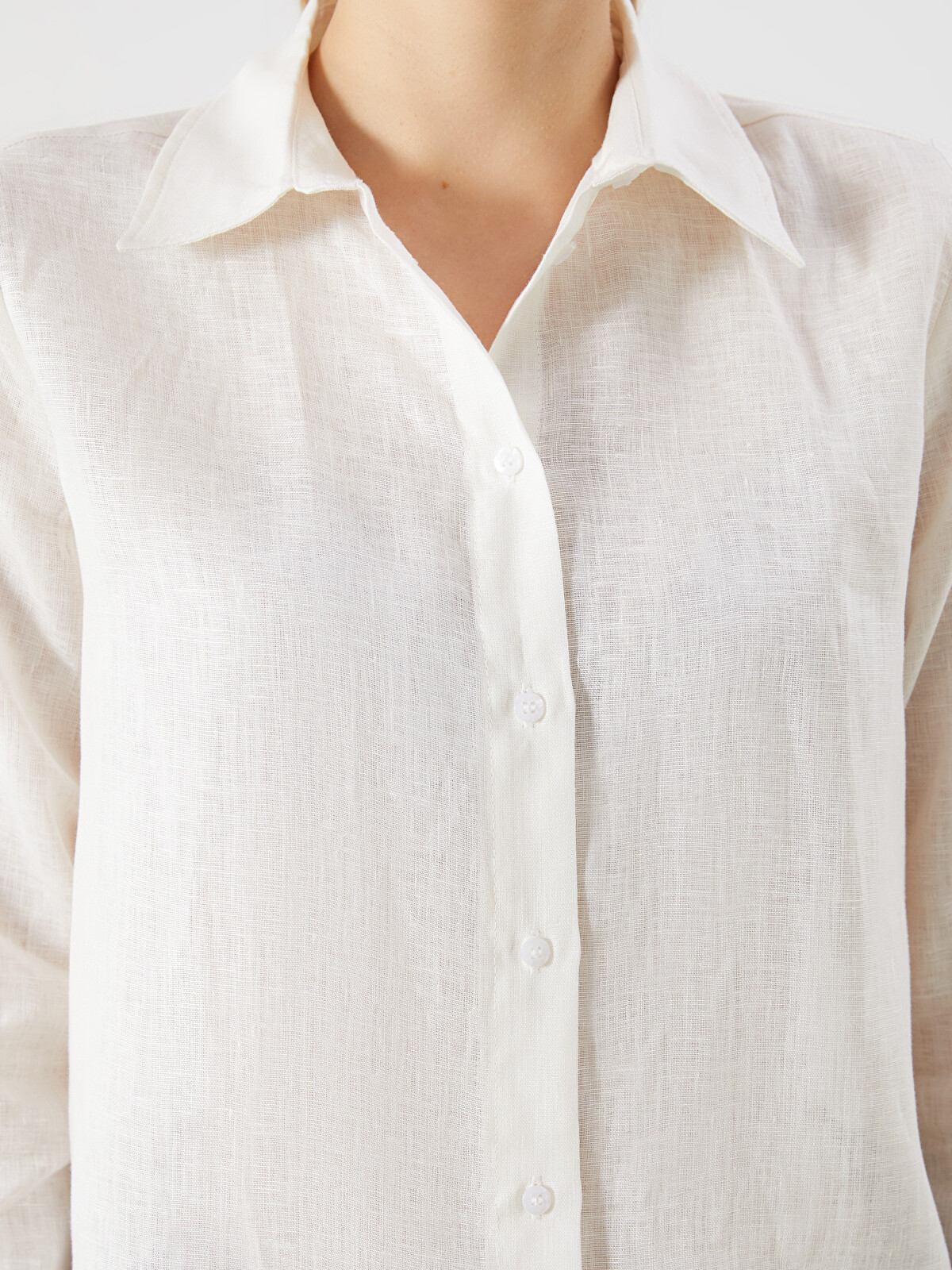 LCW Vision 100% Linen Women's Shirt - S5R878Z8-R9J | LC Waikiki