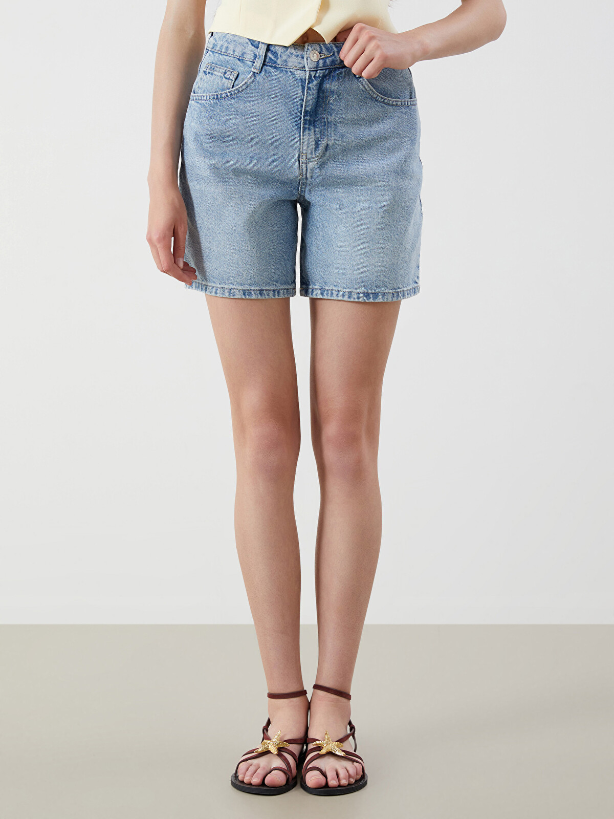 XSIDE Mavi Mom Fit Kadın Jean Şort - S5R991Z8-K9M | LCW
