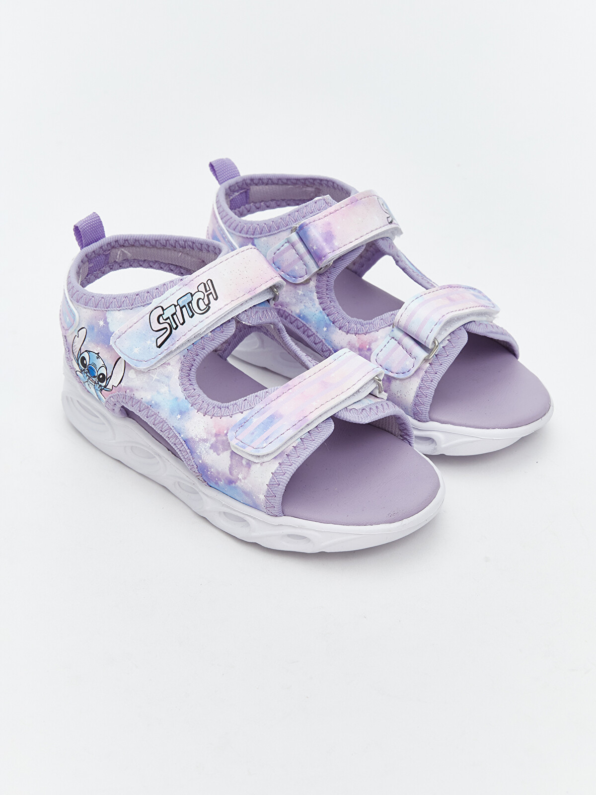 LCW STEPS Lila Stitch Baskılı Tabanı Işıklı Kız Çocuk Sandalet