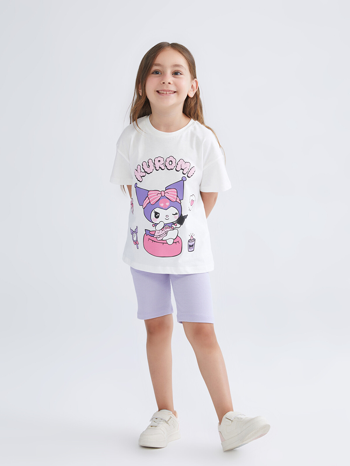 LCW Kids Beyaz Kuromi Baskılı Kız Bebek Tişört ve Tayt 2'li