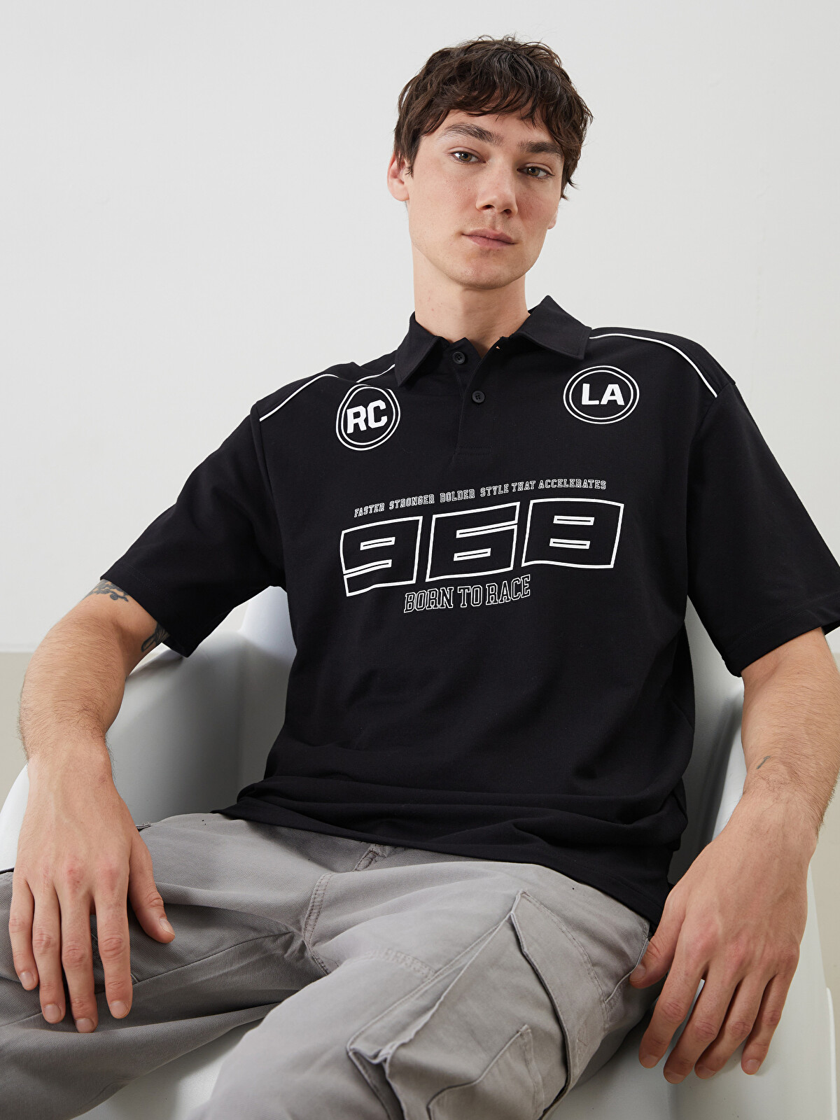 XSIDE Polo Neck Printed Men's T-shirt - S5RK98Z8-CVL | LC Waikiki