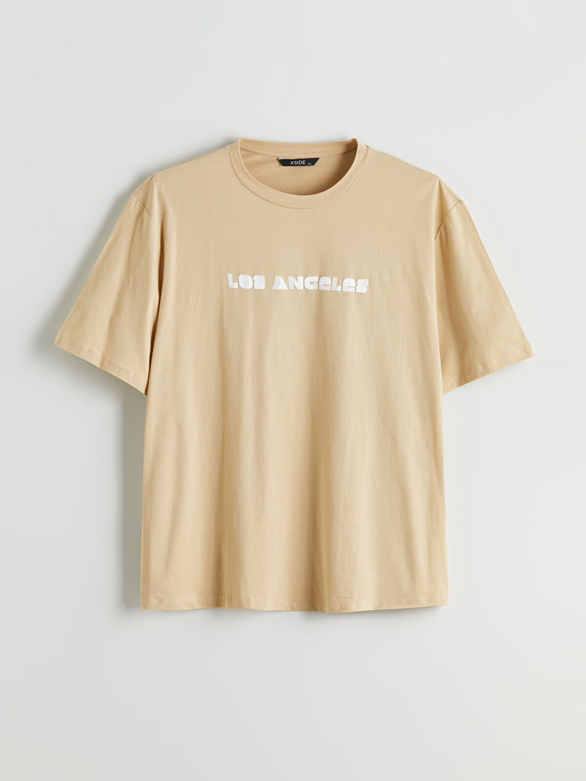 XSIDE Plus Size Crew Neck Los Angeles Print Cotton Men's T
