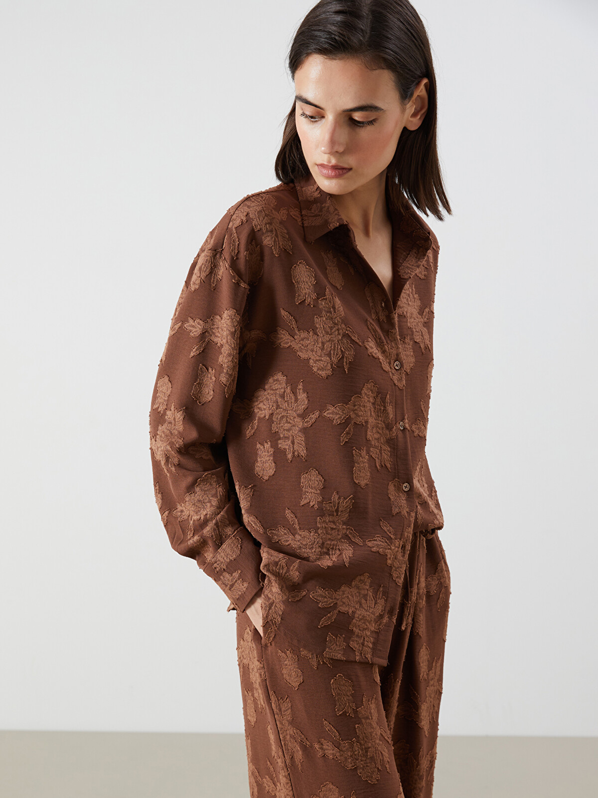 LCW Vision Loose Fit Floral Women's Shirt - S5RT44Z8-D2N - LC Waikiki