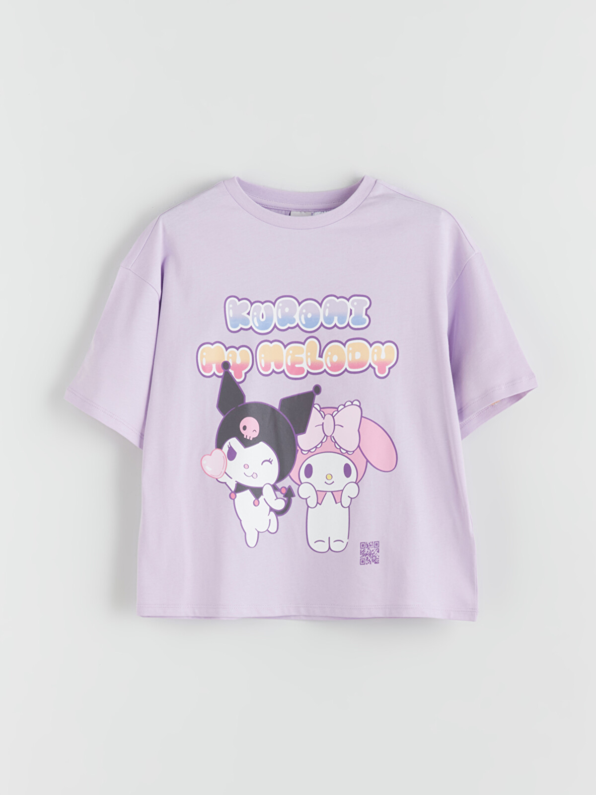LCW Kids Crew Neck Kuromi And My Melody Printed Girls' T-shirt
