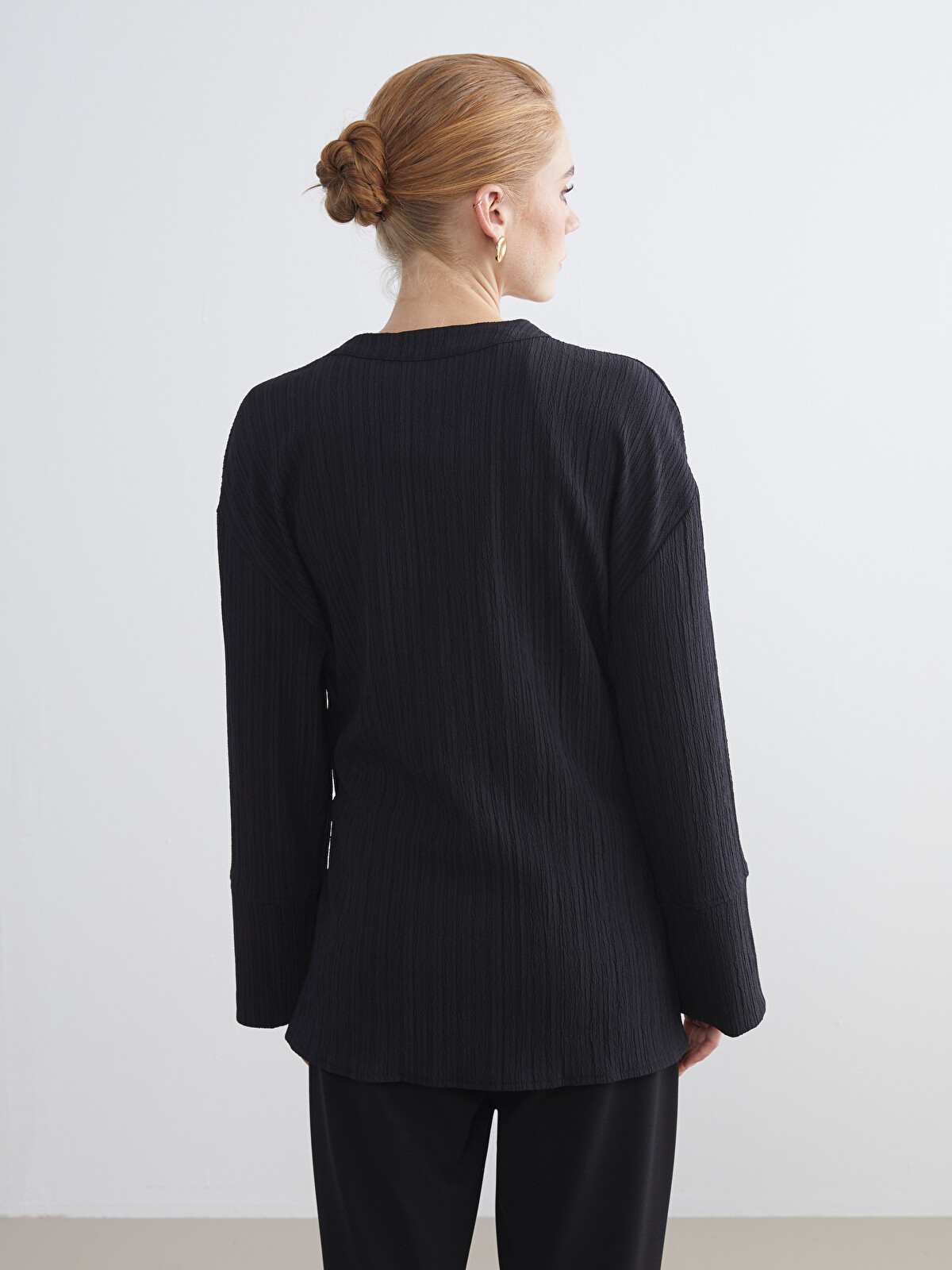 LCW Modest Kruvaze Yaka Dokulu Oversize Kadın Kimono - S5S682Z8