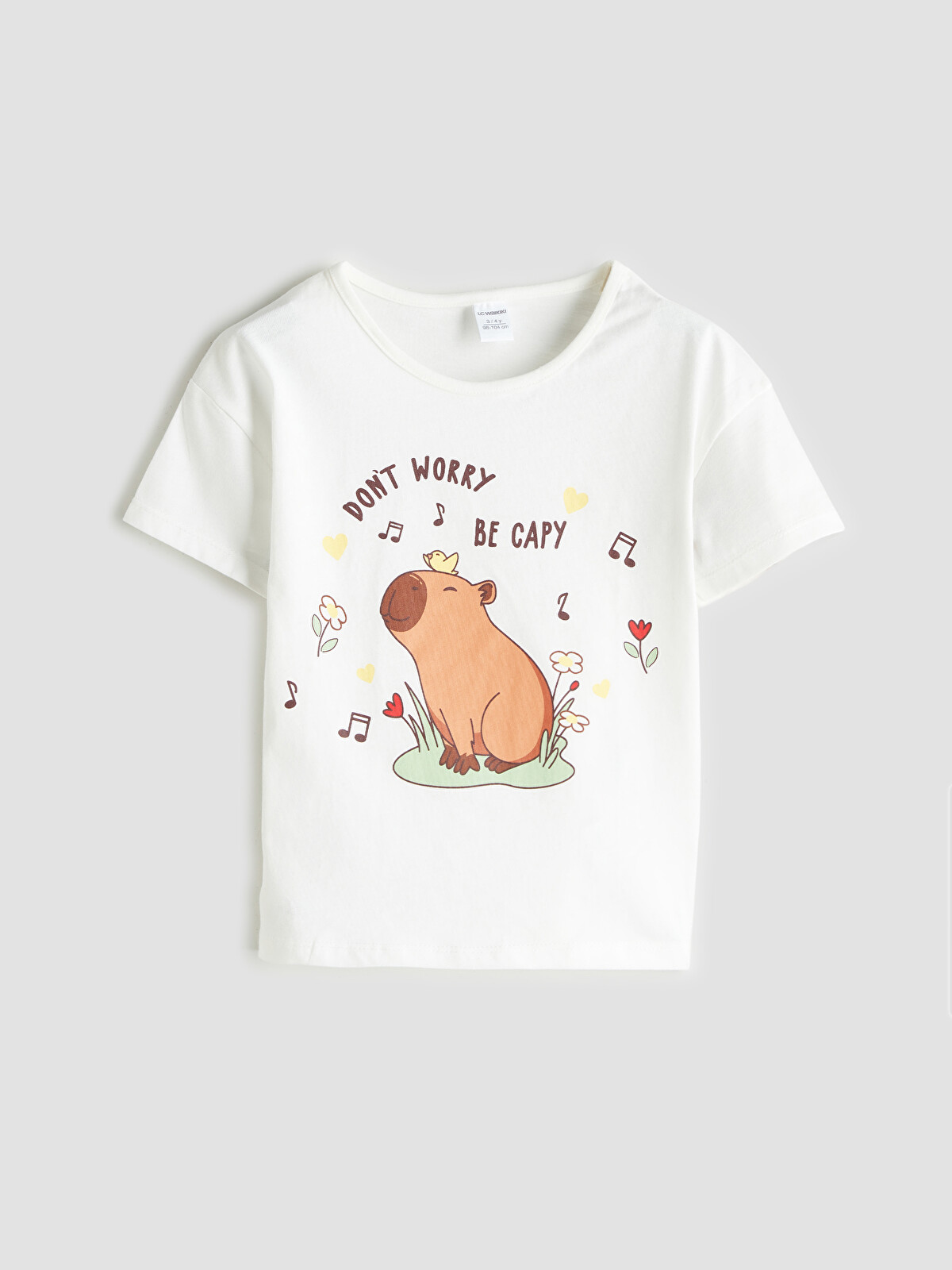LCW Kids Beyaz Bisiklet Yaka Baskılı Kız Çocuk Tişört - S5S718Z1