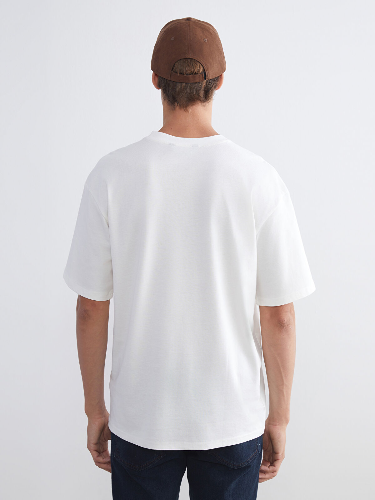 XSIDE Ekru Bisiklet Yaka Penye Erkek Tişört - W50162Z8-R9J | LCW