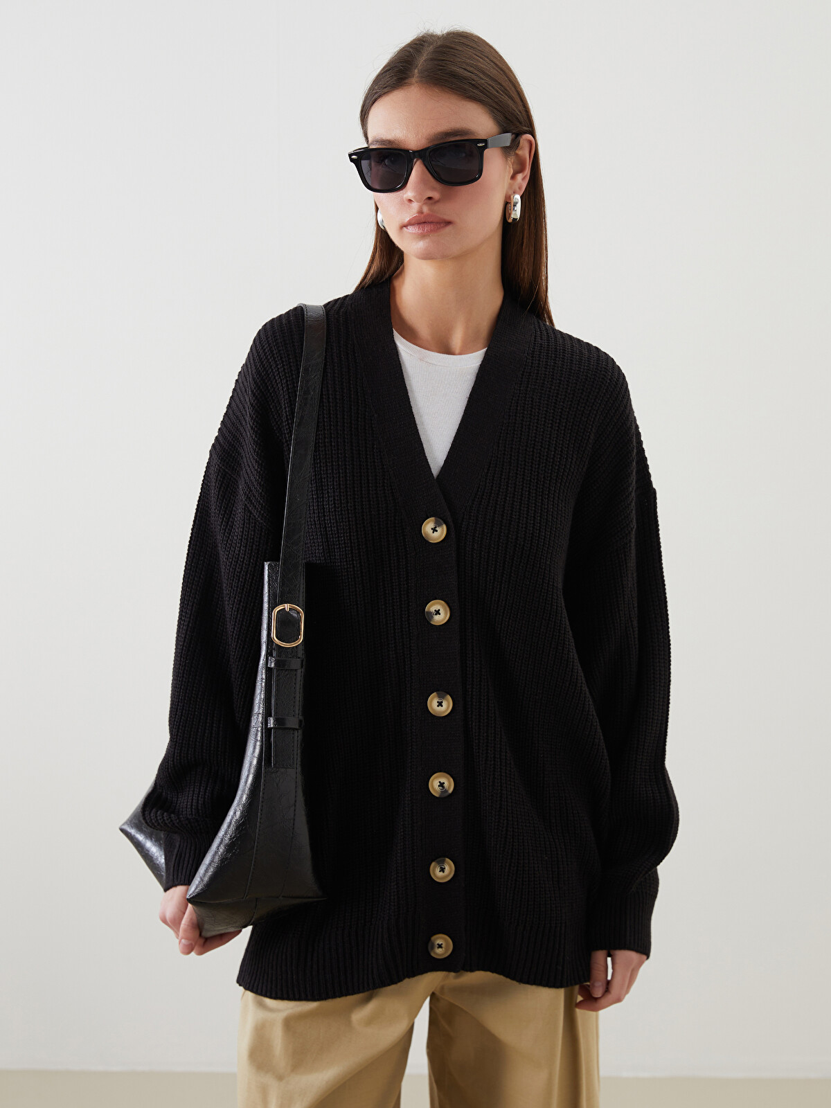 LCW Modest V Neck Women's Knitwear Cardigan - W50280Z8-CVL | LC