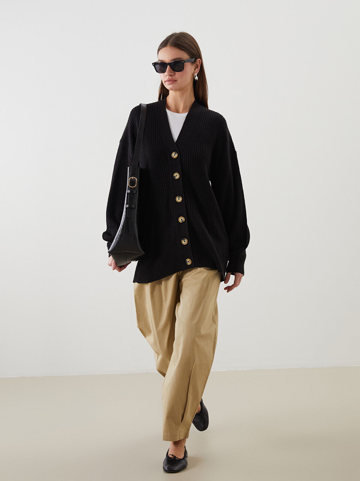 LCW Modest V Neck Women's Knitwear Cardigan - W50280Z8-CVL | LC