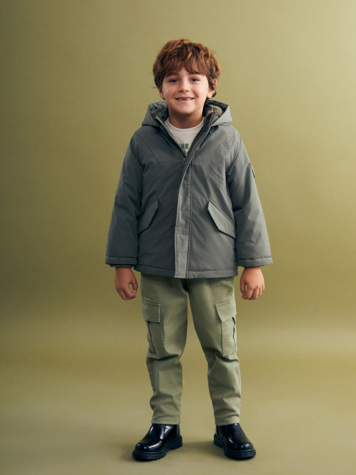 LCW Kids Haki Kapüşonlu Astarlı Erkek Çocuk Mont - W50818Z1-CS5 | LCW