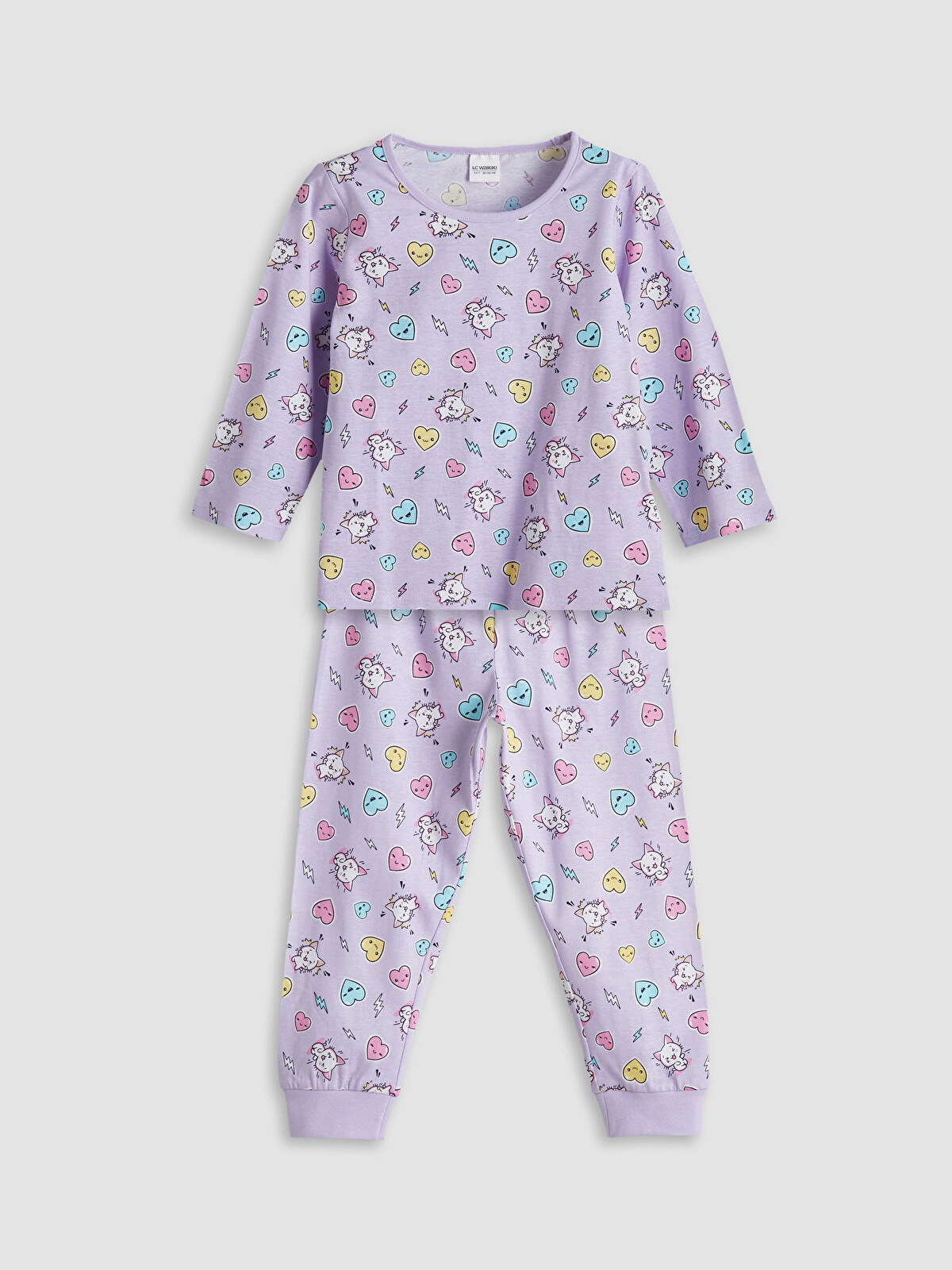 LCW Kids Lila Bisiklet Yaka Kız Çocuk Pijama Takımı - W50859Z1-LSC