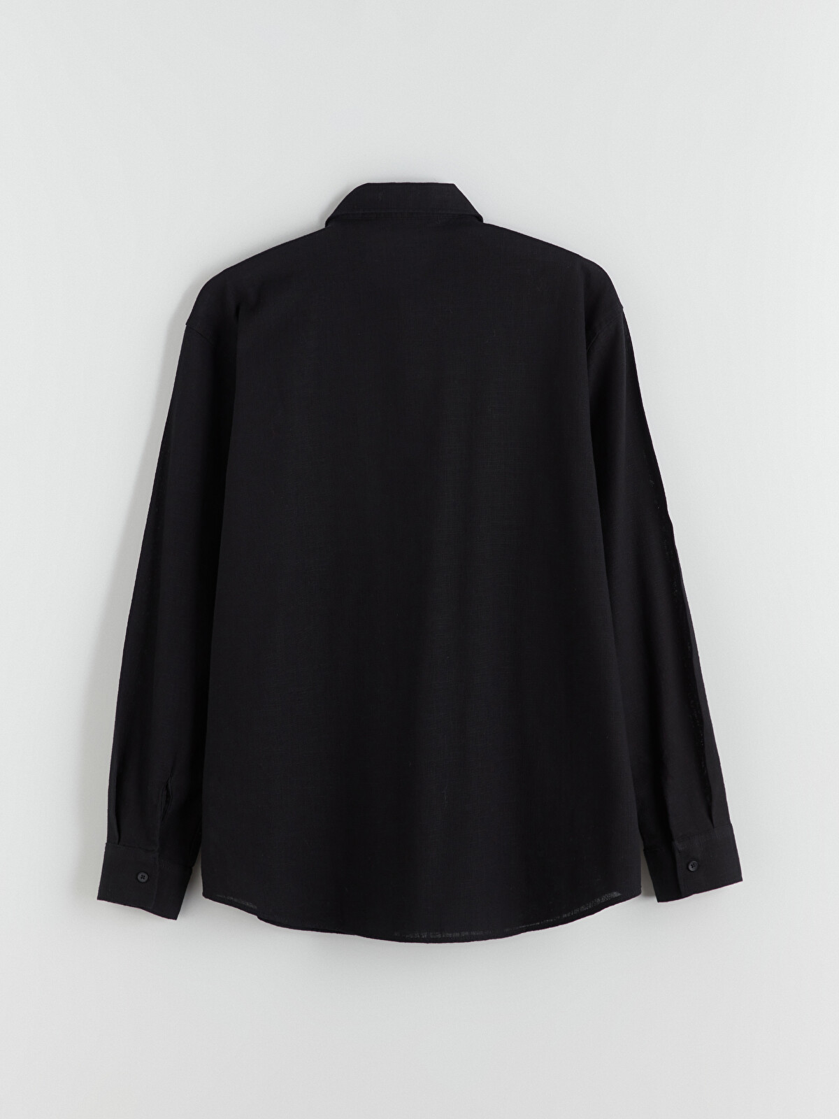 E LINEN × RAYON black L/S shirt XSIDE Regular Fit Long Sleeve Linen-Look Men's Shirt - W50887Z8