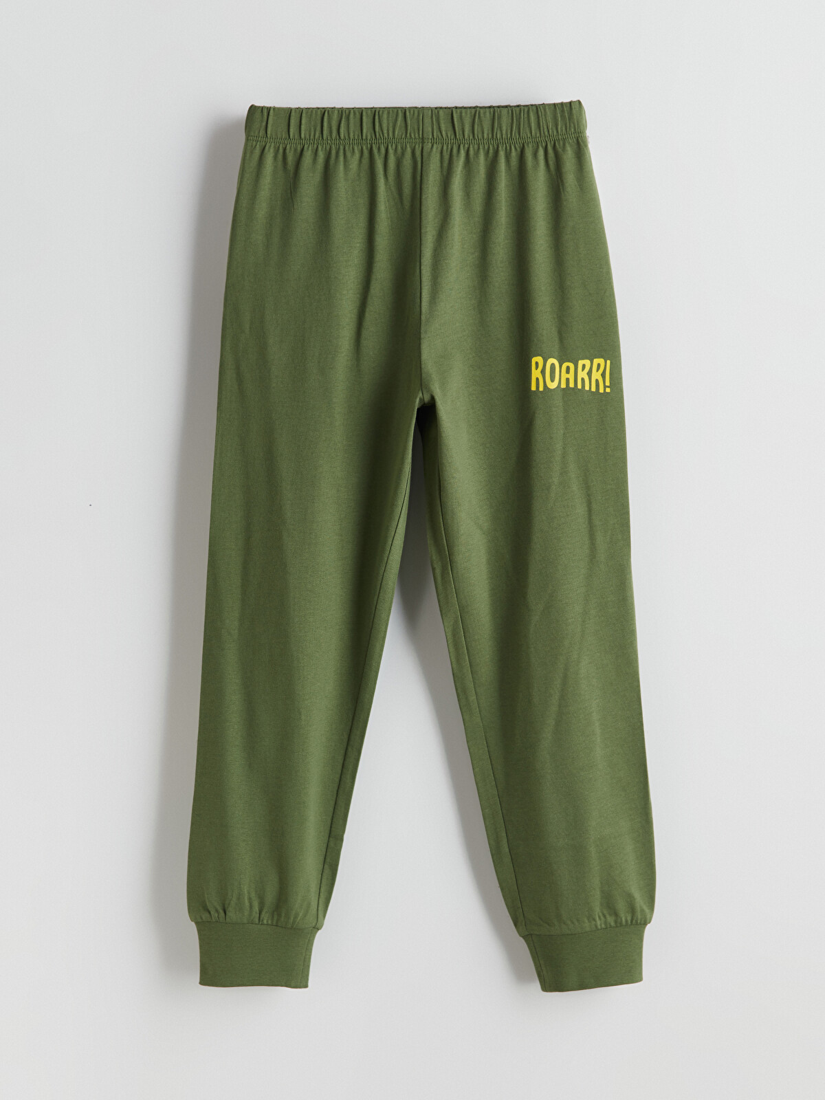 LCW Kids Yeşil Bisiklet Yaka Dinozor Baskılı Erkek Çocuk Pijama