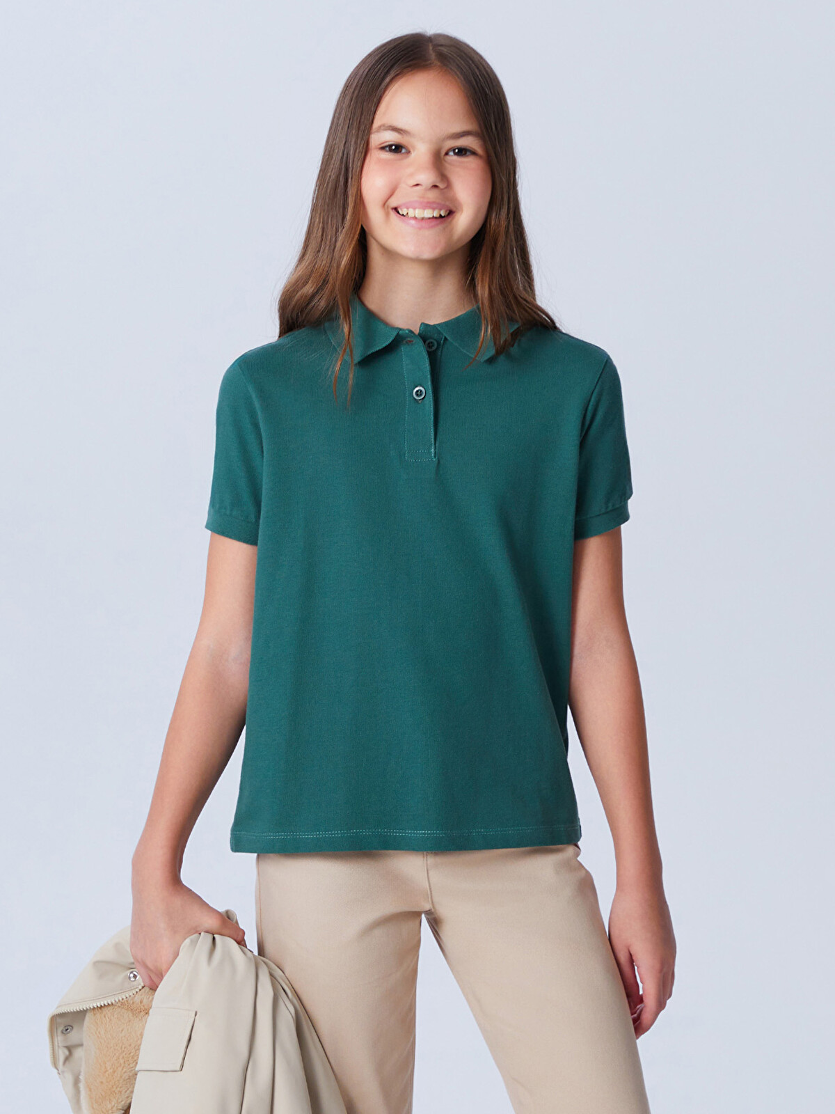 LCW Kids Polo Yaka Kız Çocuk Tişört