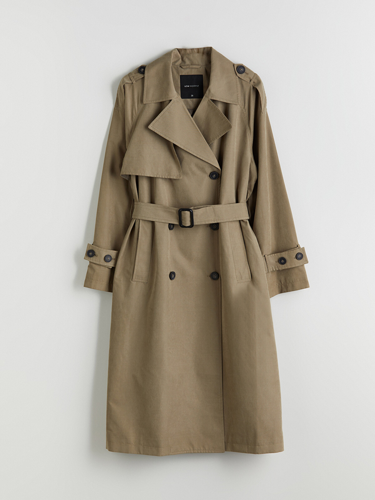 LCW Modest Double Breasted Collar Oversize Women's Trenchcoat