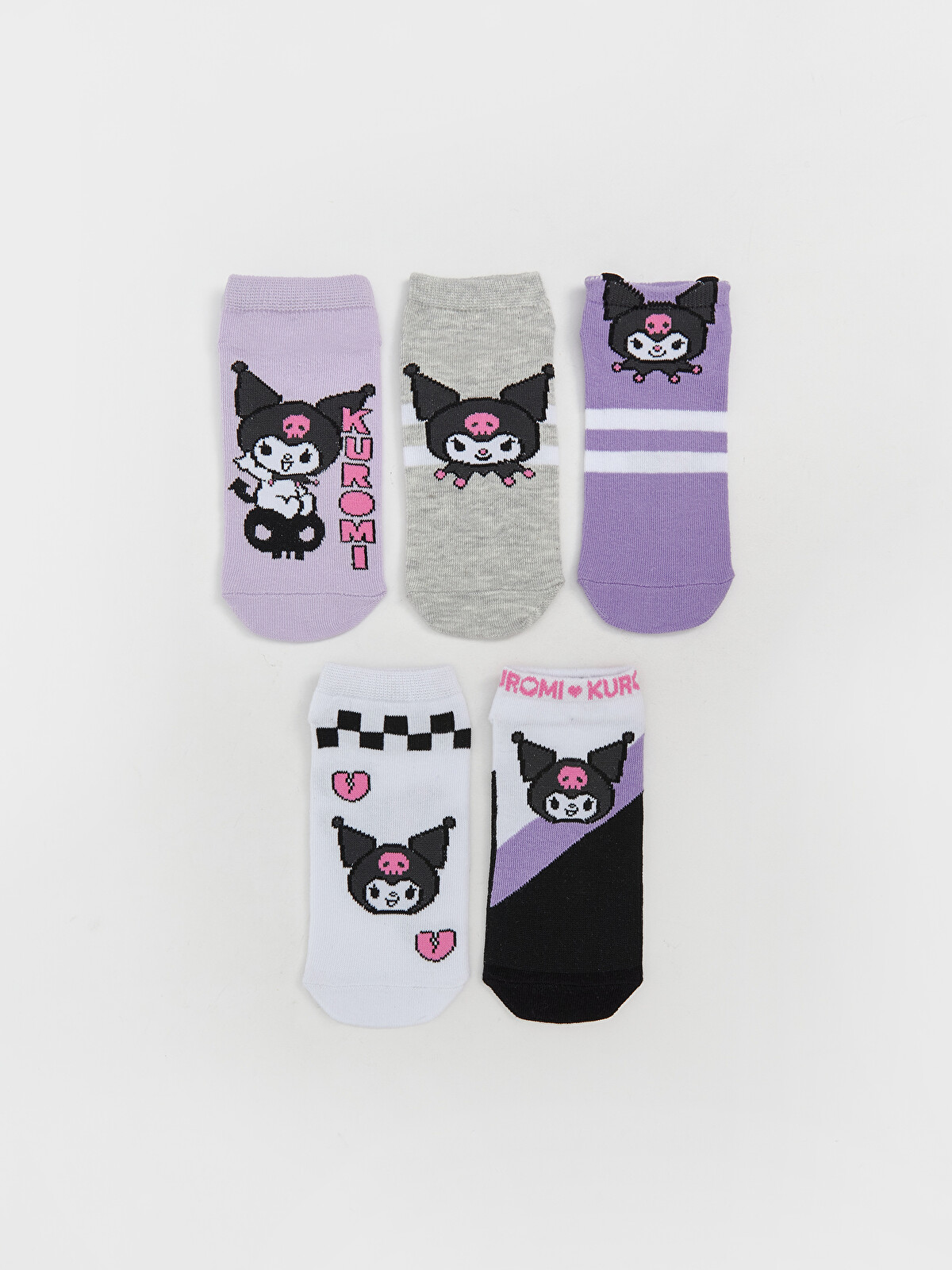 LCW Kids Kuromi Patterned Girls' Trainer Socks 5 Pack - W51597Z4
