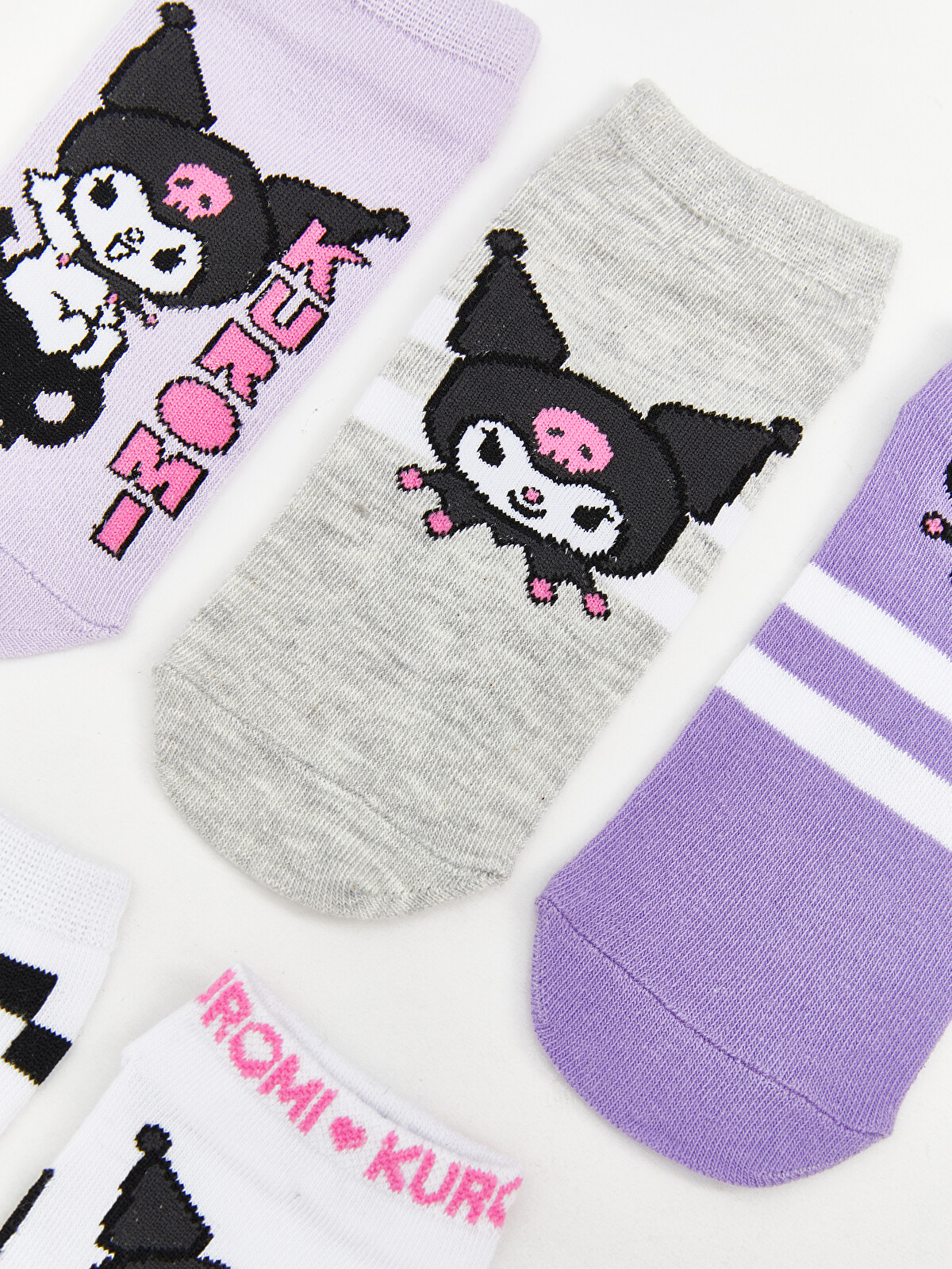 LCW Kids Kuromi Patterned Girls' Trainer Socks 5 Pack - W51597Z4