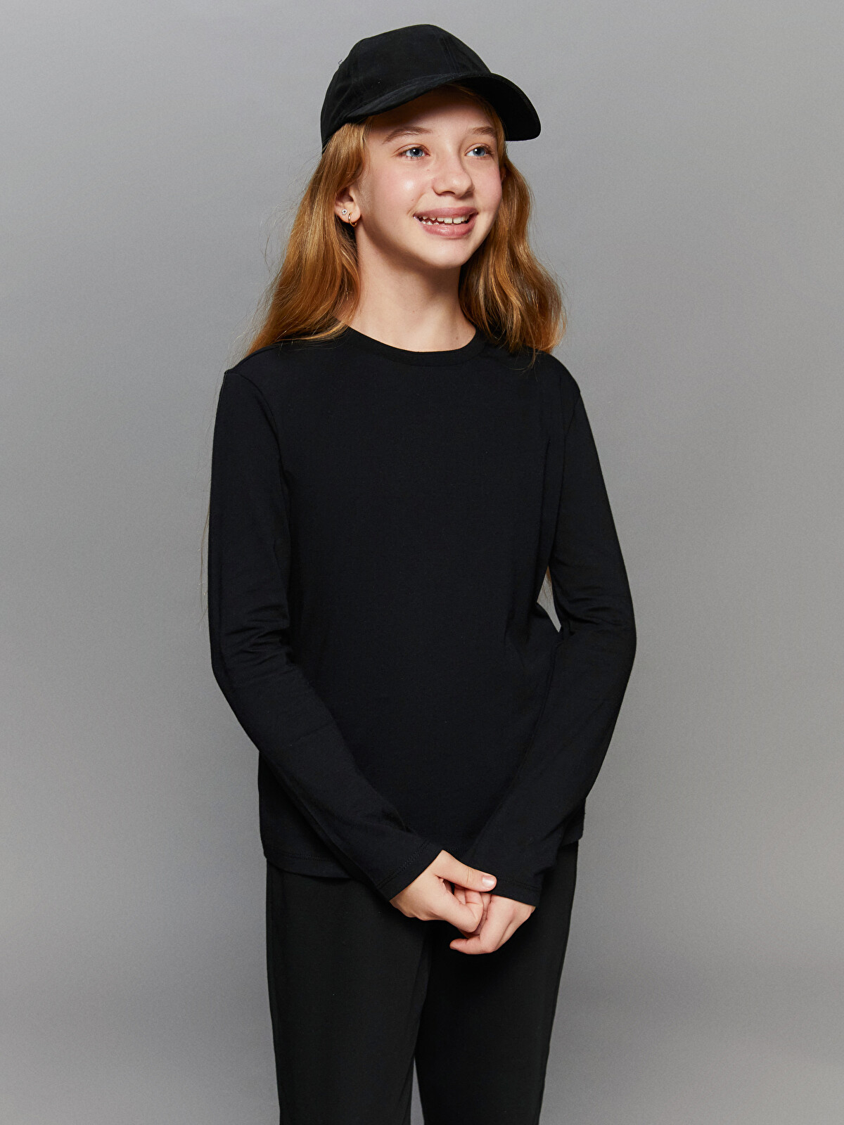 LCW Kids Siyah Bisiklet Yaka Kız Çocuk Tişört - W52227Z4-CVL | LCW