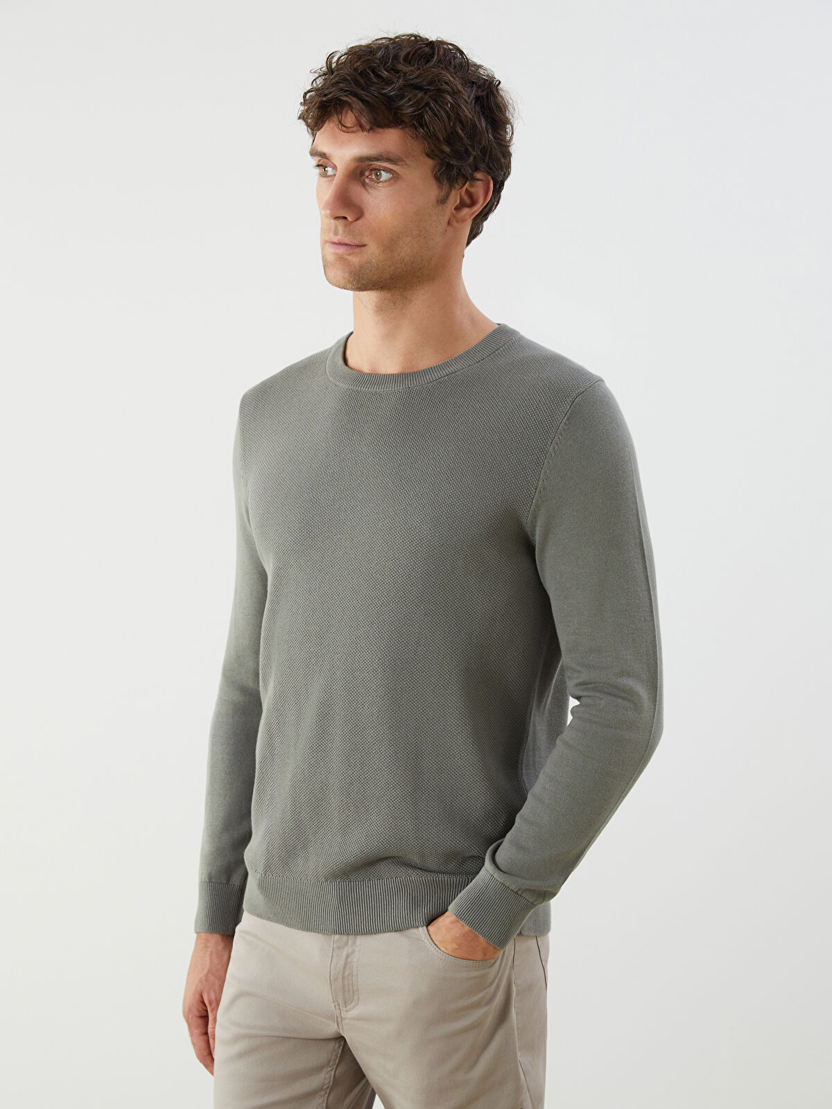 LCWAIKIKI Classic Crew Neck Long Sleeve Men's Tricot Sweater