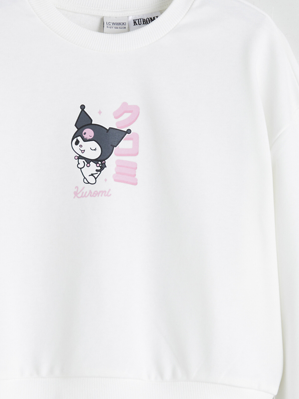 LCW Kids Beyaz Bisiklet Yaka Kuromi Baskılı Kız Çocuk Sweatshirt