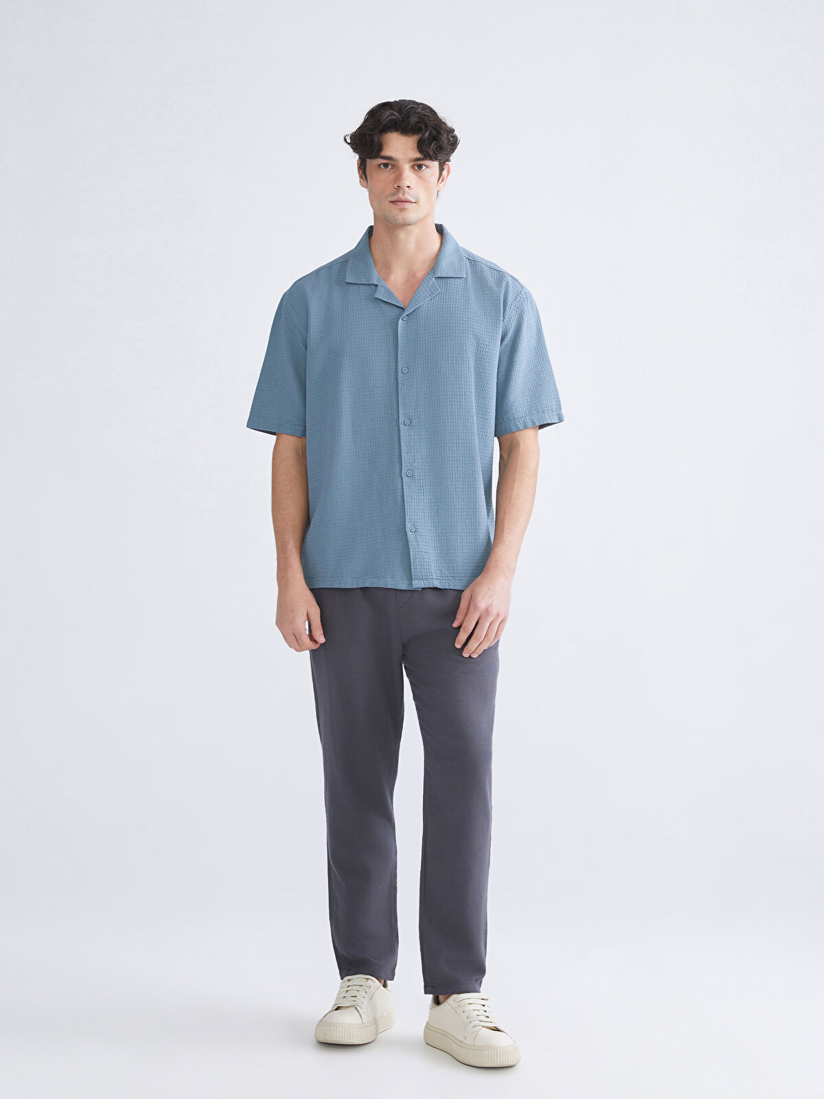 XSIDE Pantaloni Lejeri din Țesătură în Diagonală pentru Bărbați