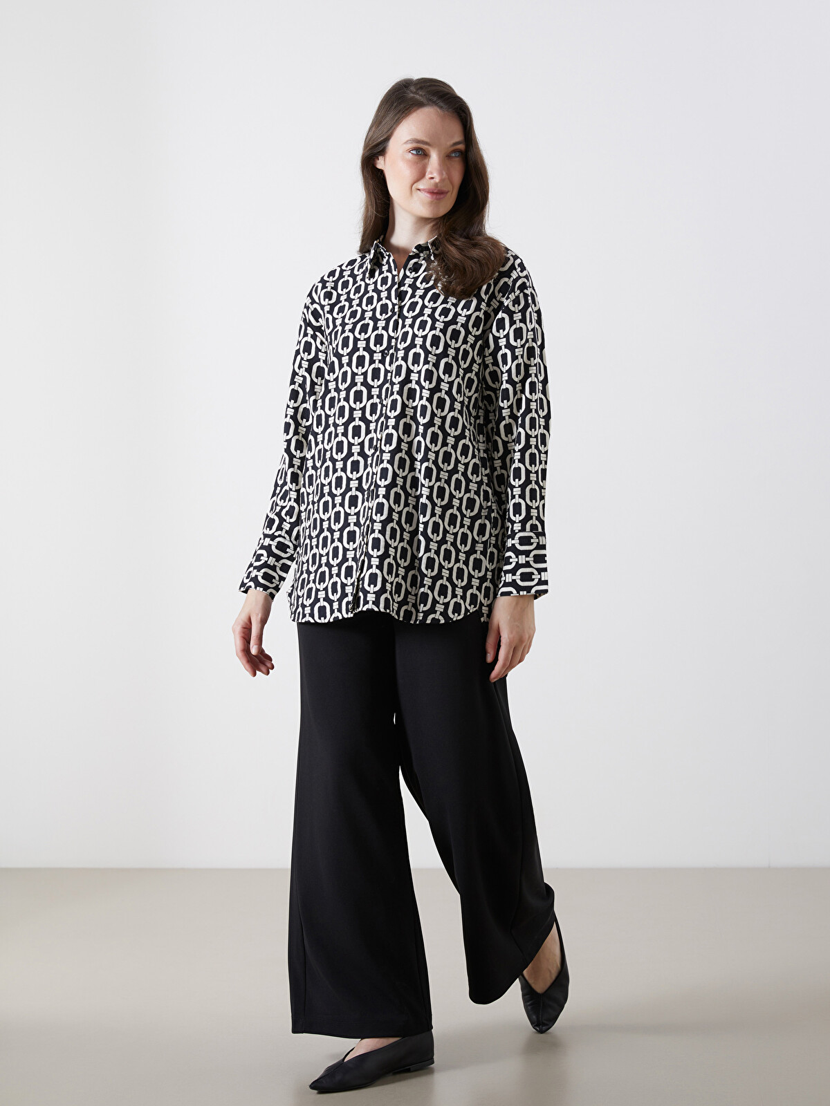 LCW Modest Elastic Waist Wide Leg Women's Trousers - W52871Z8-CVL