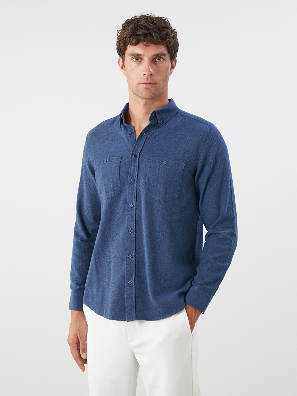 LCWAIKIKI Classic Regular Fit Long Sleeve Gabardine Men's Shirt