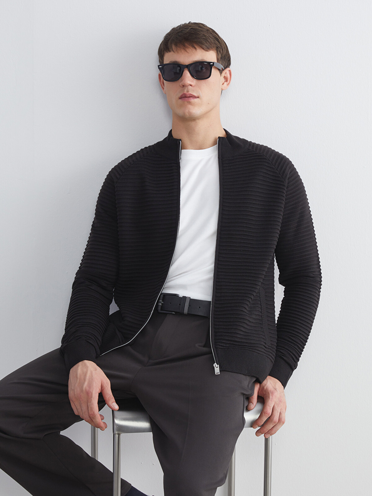 LCW Vision Funnel Neck Pocketed Men's Knit Cardigan - W53028Z8-CVL