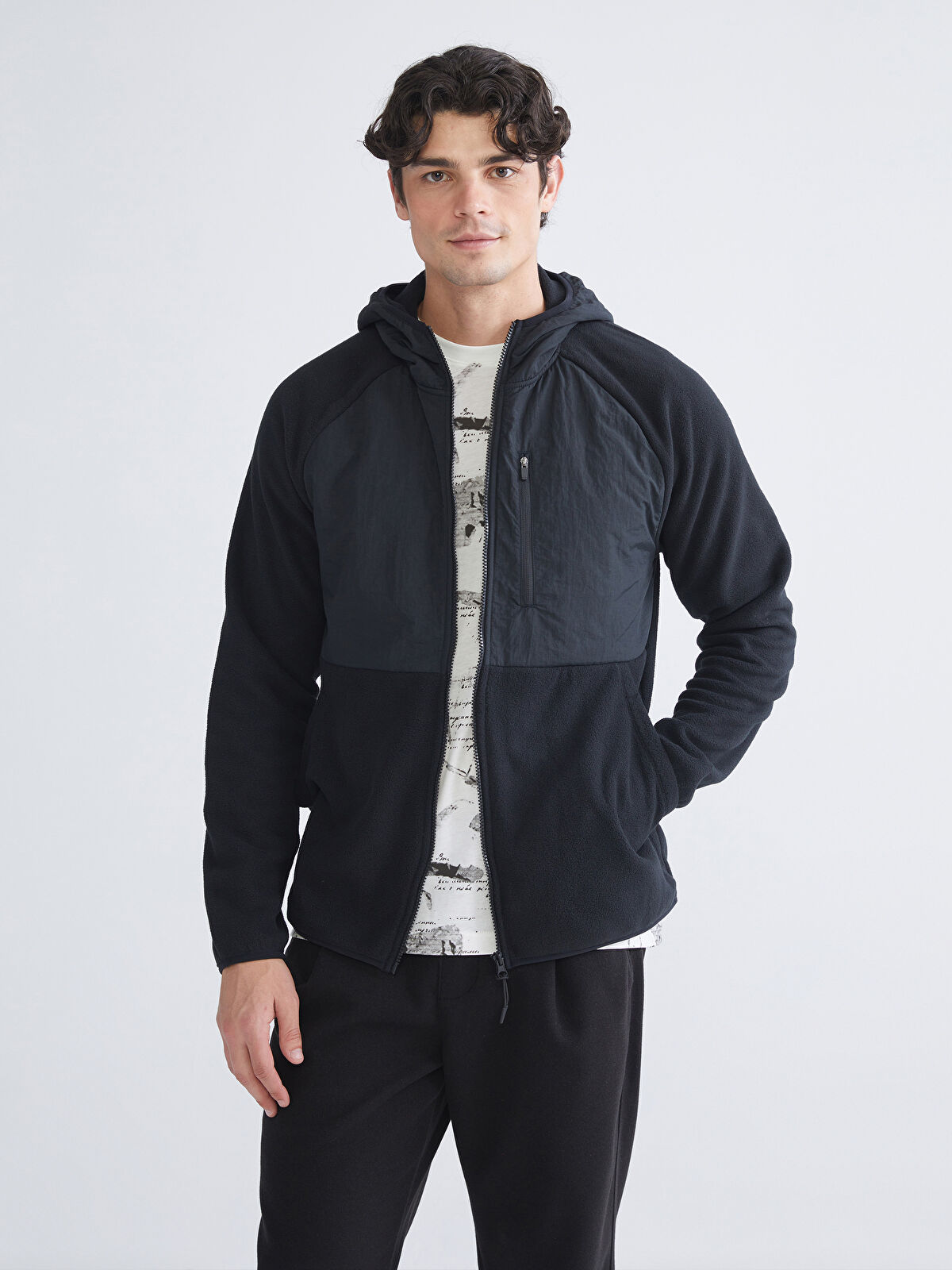 XSIDE ACTIVE Kapüşonlu Polar Erkek Fermuarlı Sweatshirt - W53213Z8