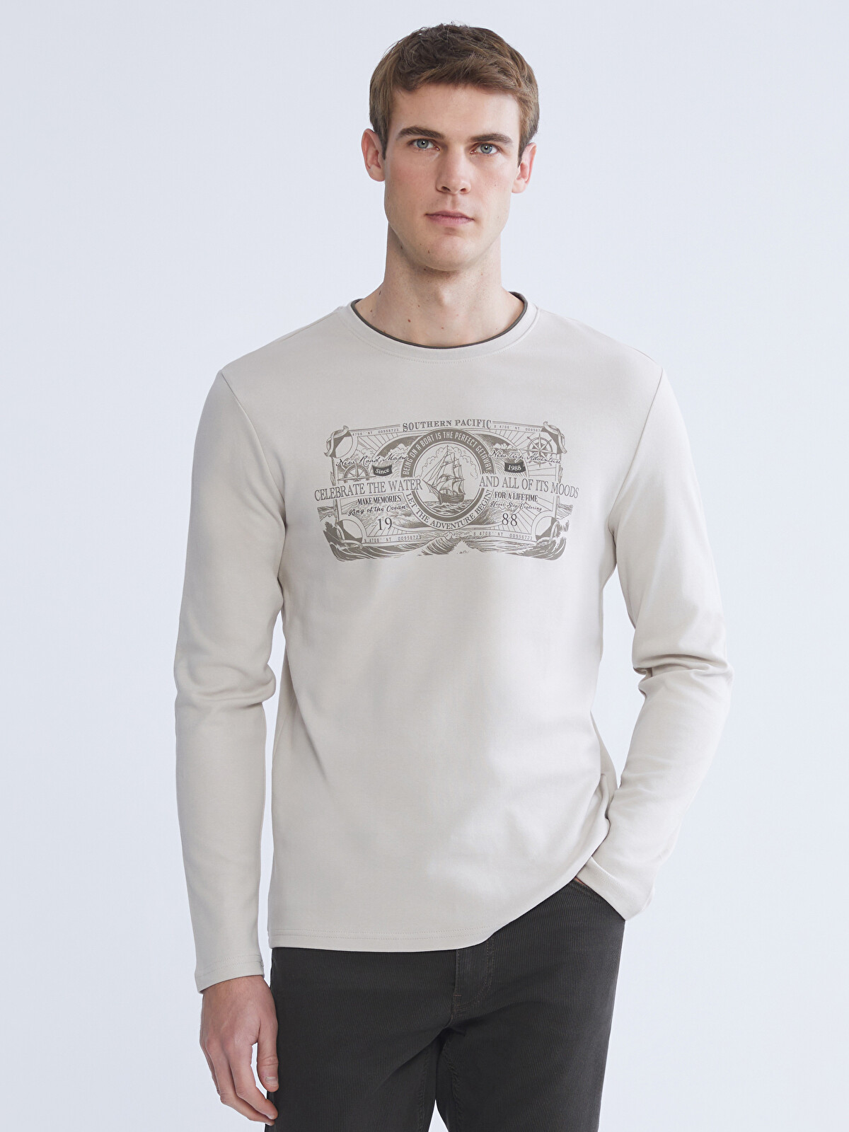 トップス Olde steade Crew Neck Long Sleeve LCWAIKIKI Classic Crew Neck Long Sleeve Printed Men's Sweatshirt
