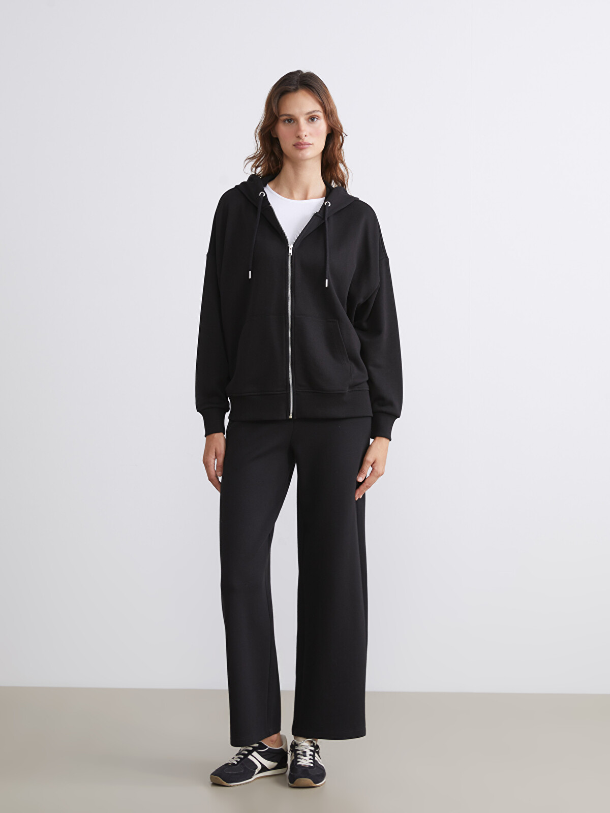LCW Vision Kapüşonlu Oversize Kadın Fermuarlı Sweatshirt
