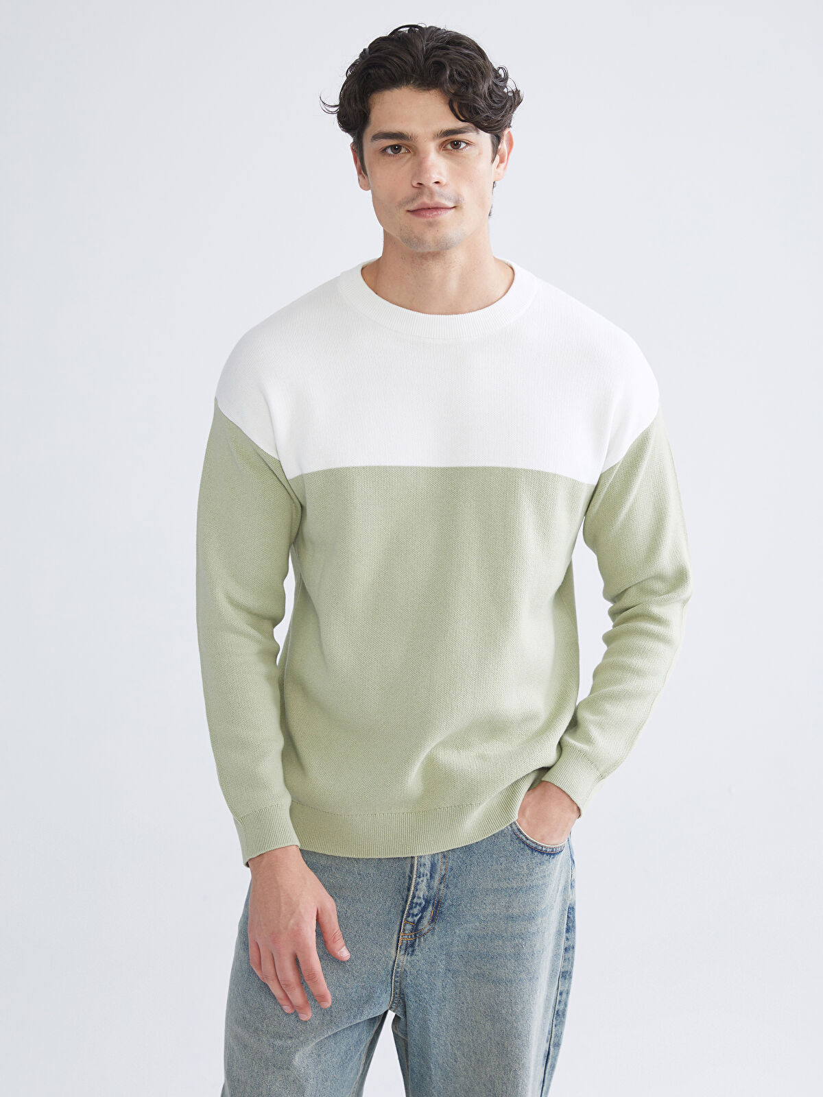 XSIDE Crew Neck Color Block Men's Knitwear Sweater - W53366Z8-J1W