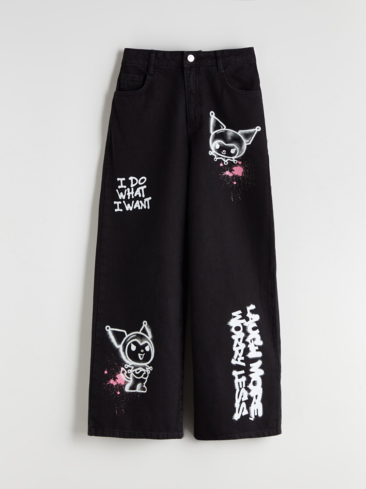 LCW Kids Wideleg Kuromi Printed Girls' Jeans - W53433Z4-326 | LC