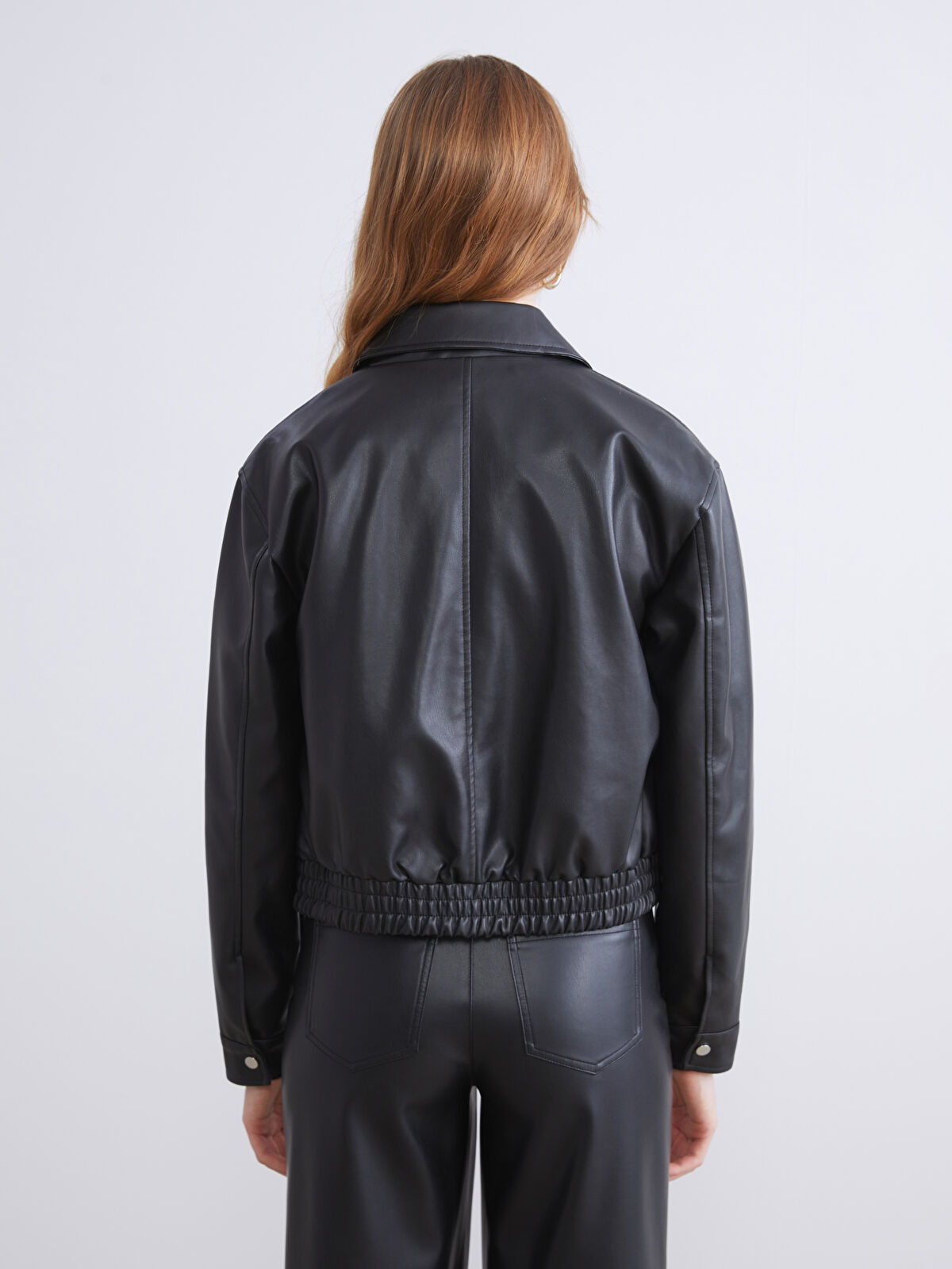 LCWAIKIKI Classic Collared Neck Women's Faux Leather Jacket