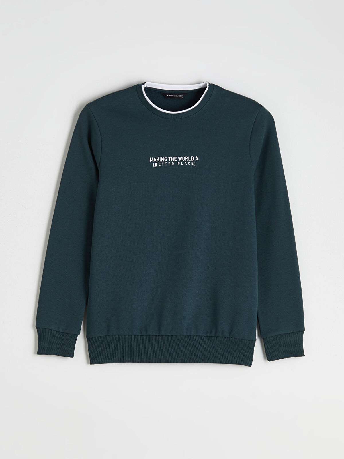 LCWAIKIKI Classic Crew Neck Printed Men's Thick Sweatshirt