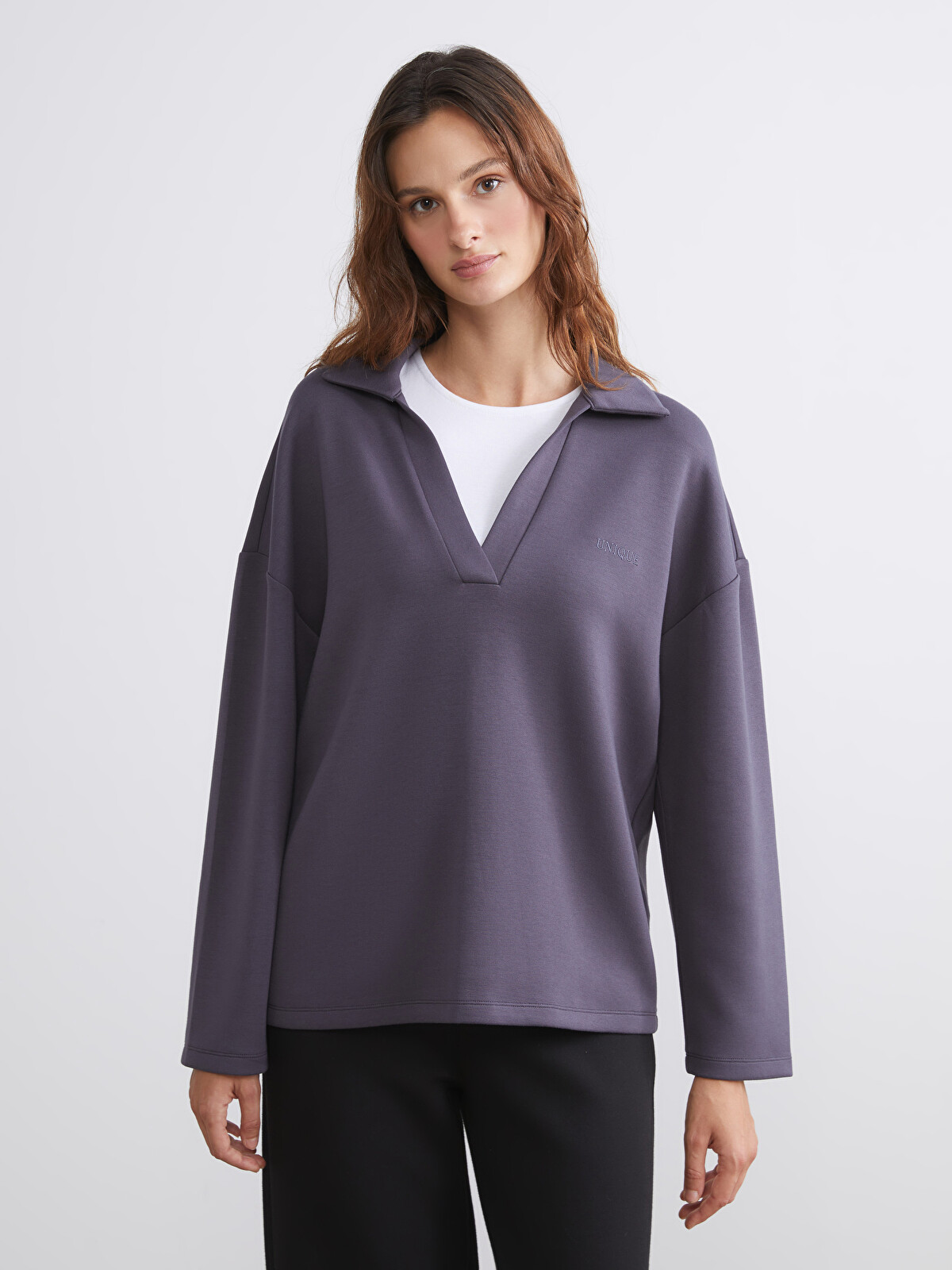LCW Vision Polo Neck Women's Sweatshirt - W53879Z8-HGV | LC Waikiki