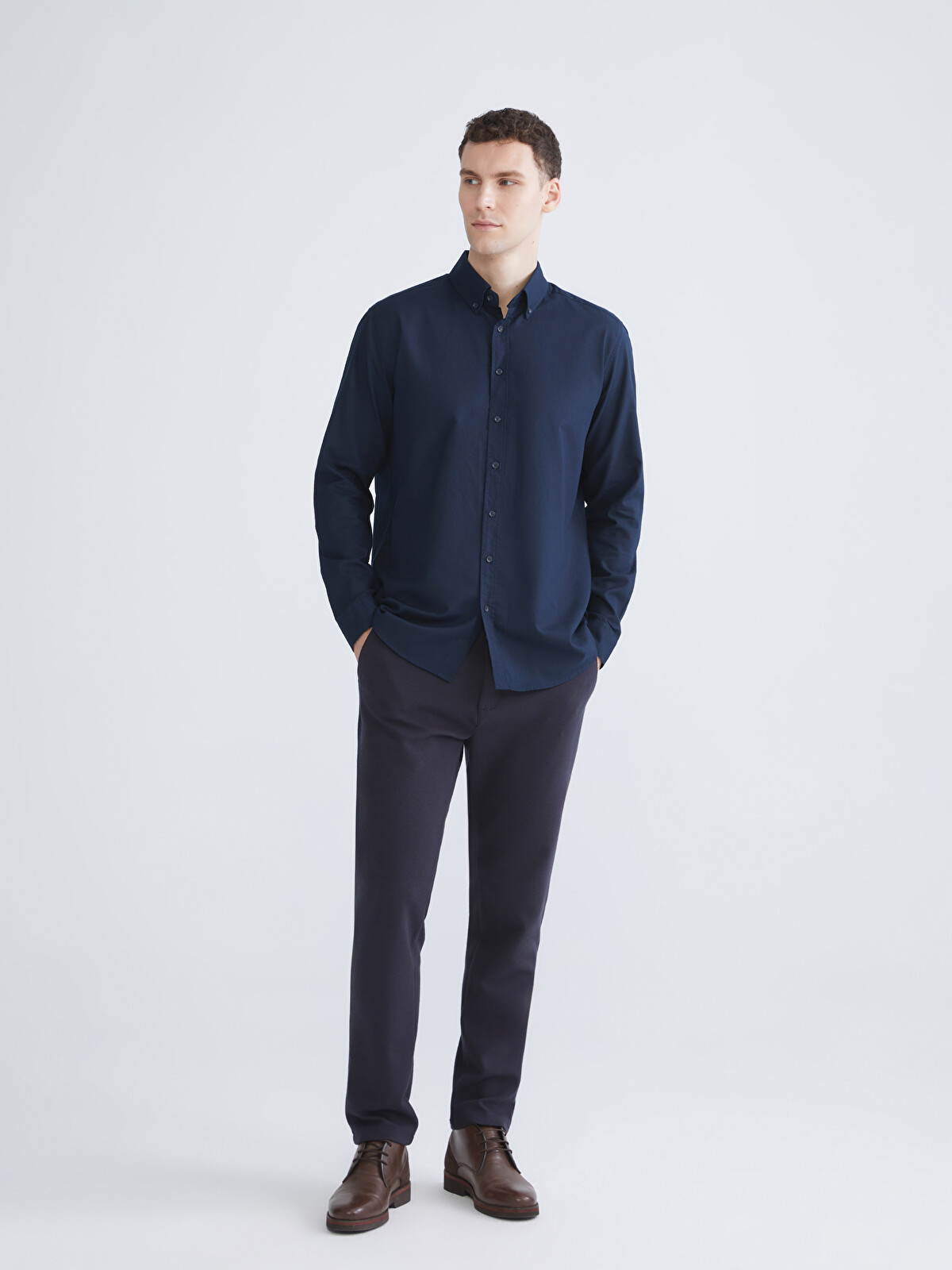 SOUTHBLUE Slim Fit Long Sleeve Oxford Men's Shirt - W53916Z8-RFH