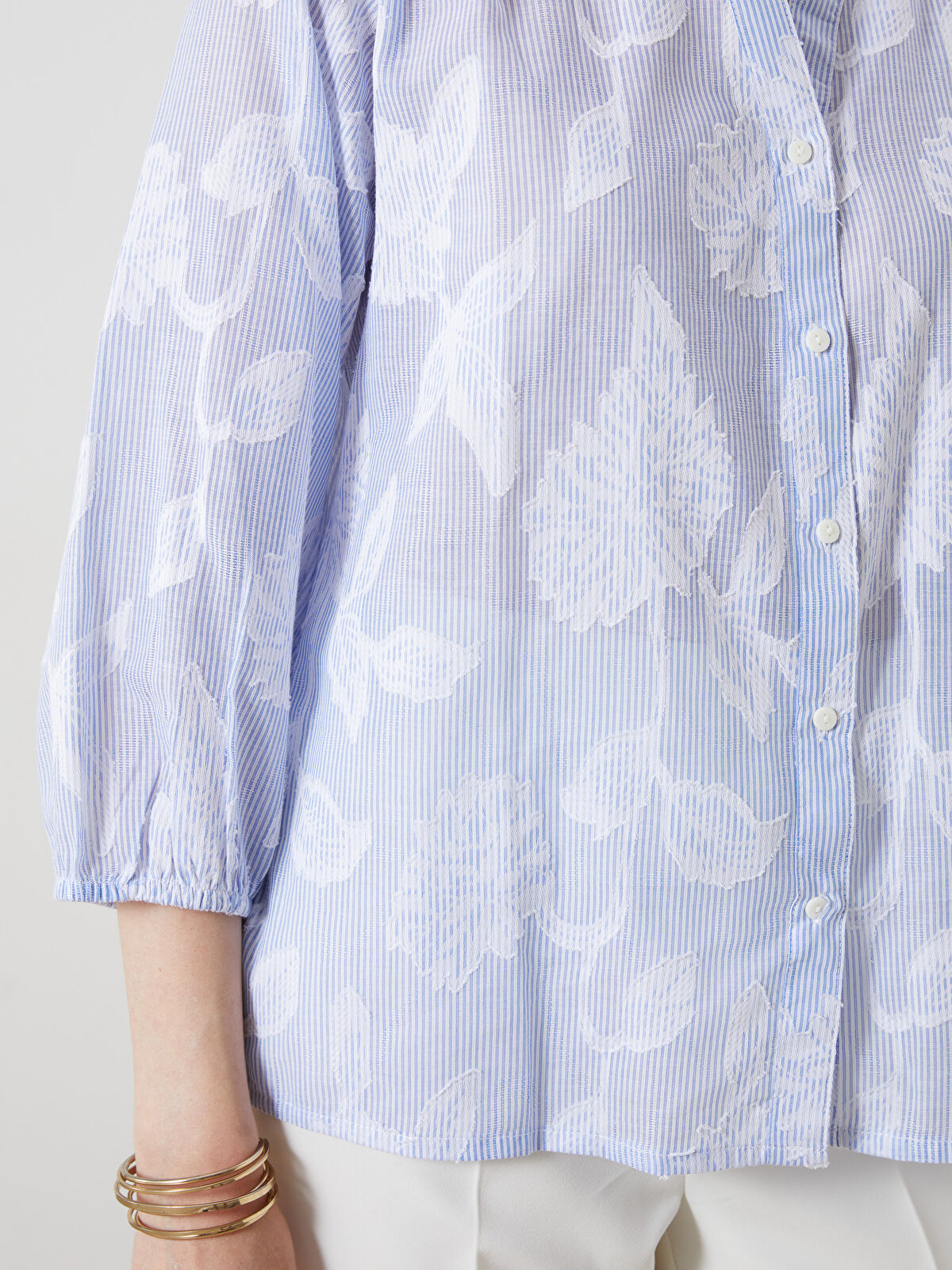 LCWAIKIKI Classic Notch Neck Embroidered Blouse -W54131Z8-LEN - LC