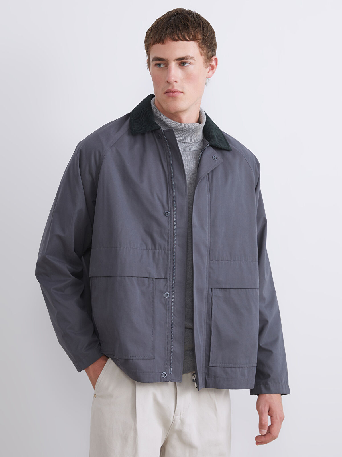 XSIDE Antrasit Rahat Kalıp Gömlek Yaka Erkek Mont - W54156Z8-JPT | LCW