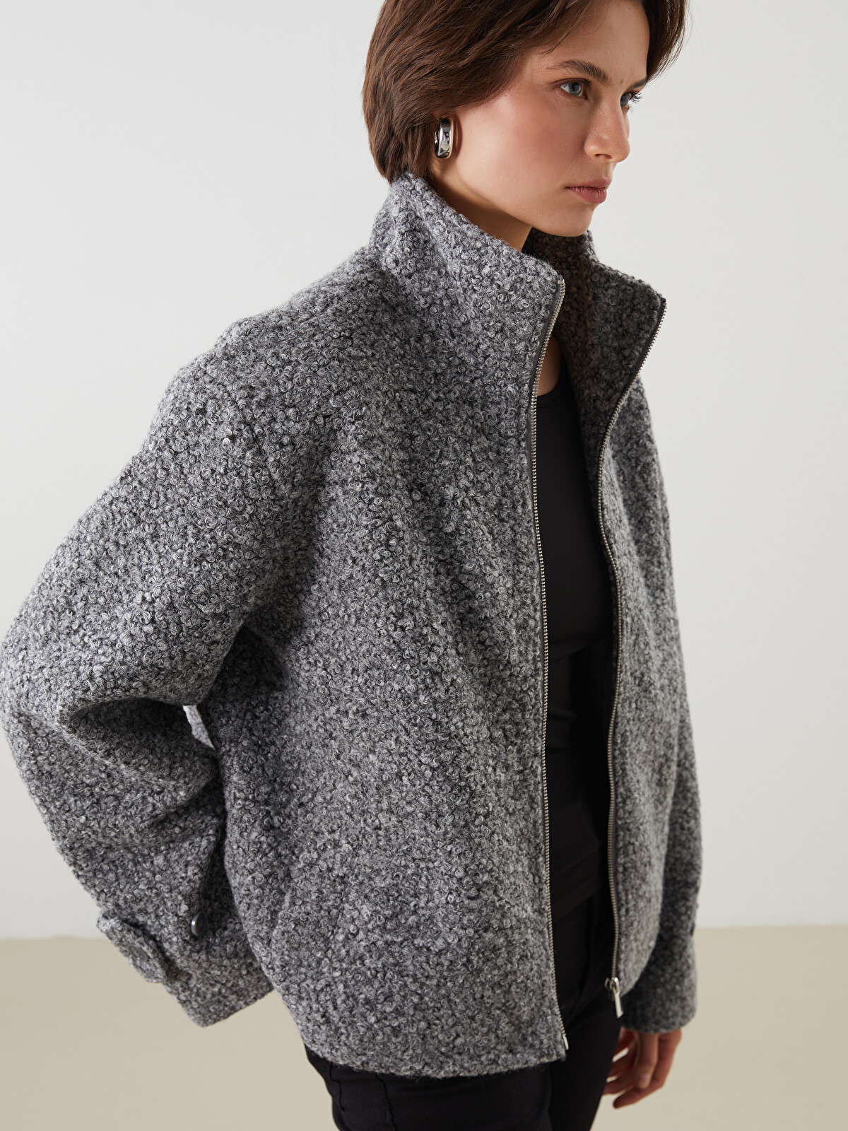 LCWAIKIKI Classic Funnel Neck Oversize Women's Teddy Overcoat