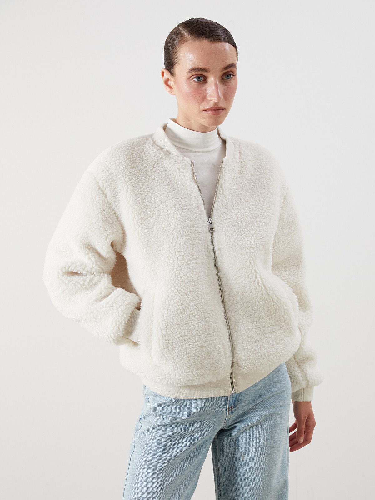 LCWAIKIKI Classic College Collar Women's Plush Coat - W54198Z8-R9J