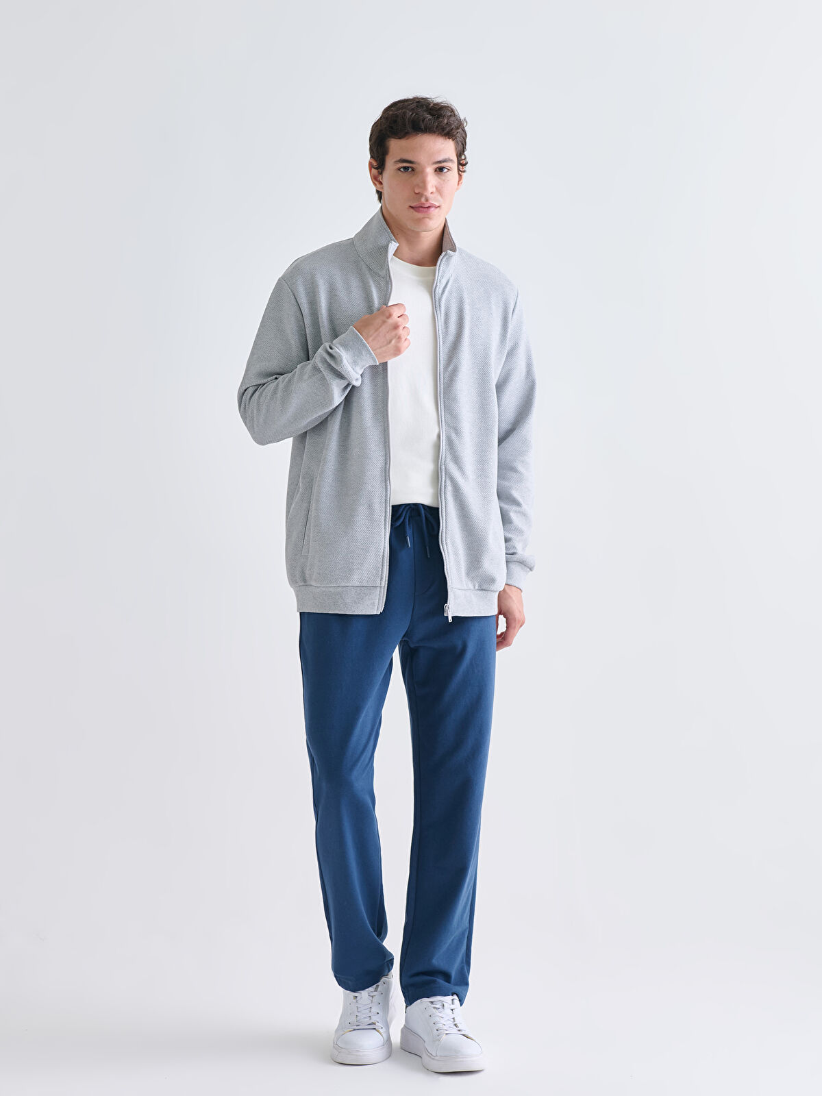 XSIDE Funnel Neck Long Sleeve Men's Zip-Up Sweatshirt -W54432Z8