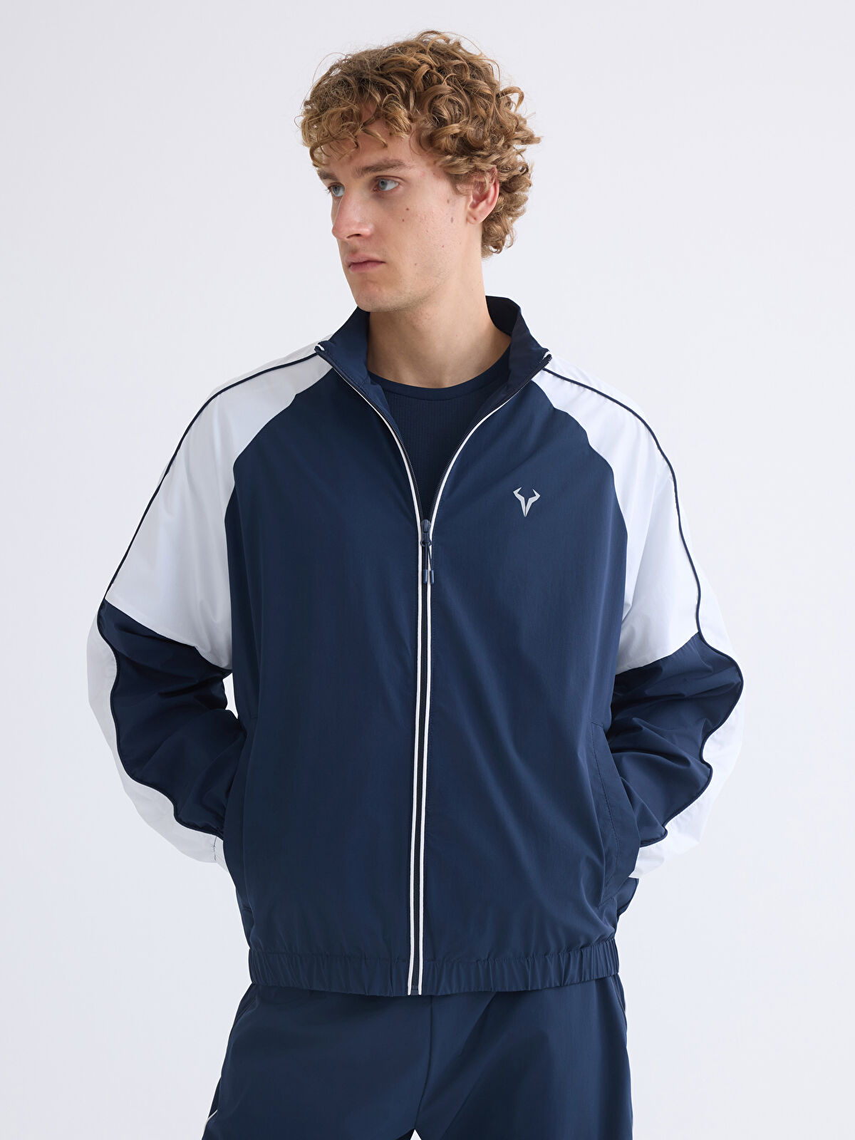 XSIDE ACTIVE Lacivert Rahat Kalıp Dik Yaka Erkek Fermuarlı