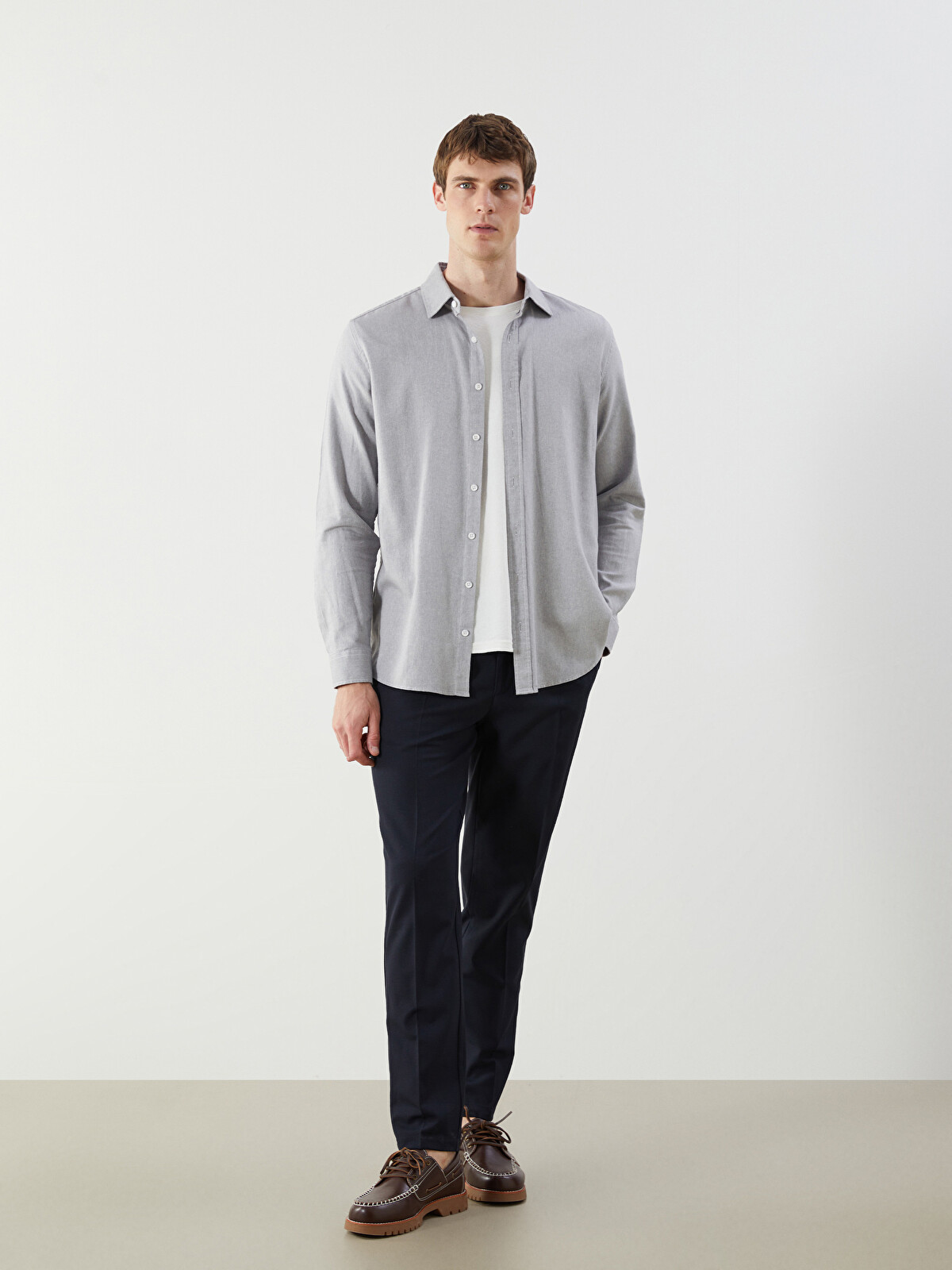 SOUTHBLUE Slim Fit Long Sleeve Gabardine Men's Shirt - W54607Z8