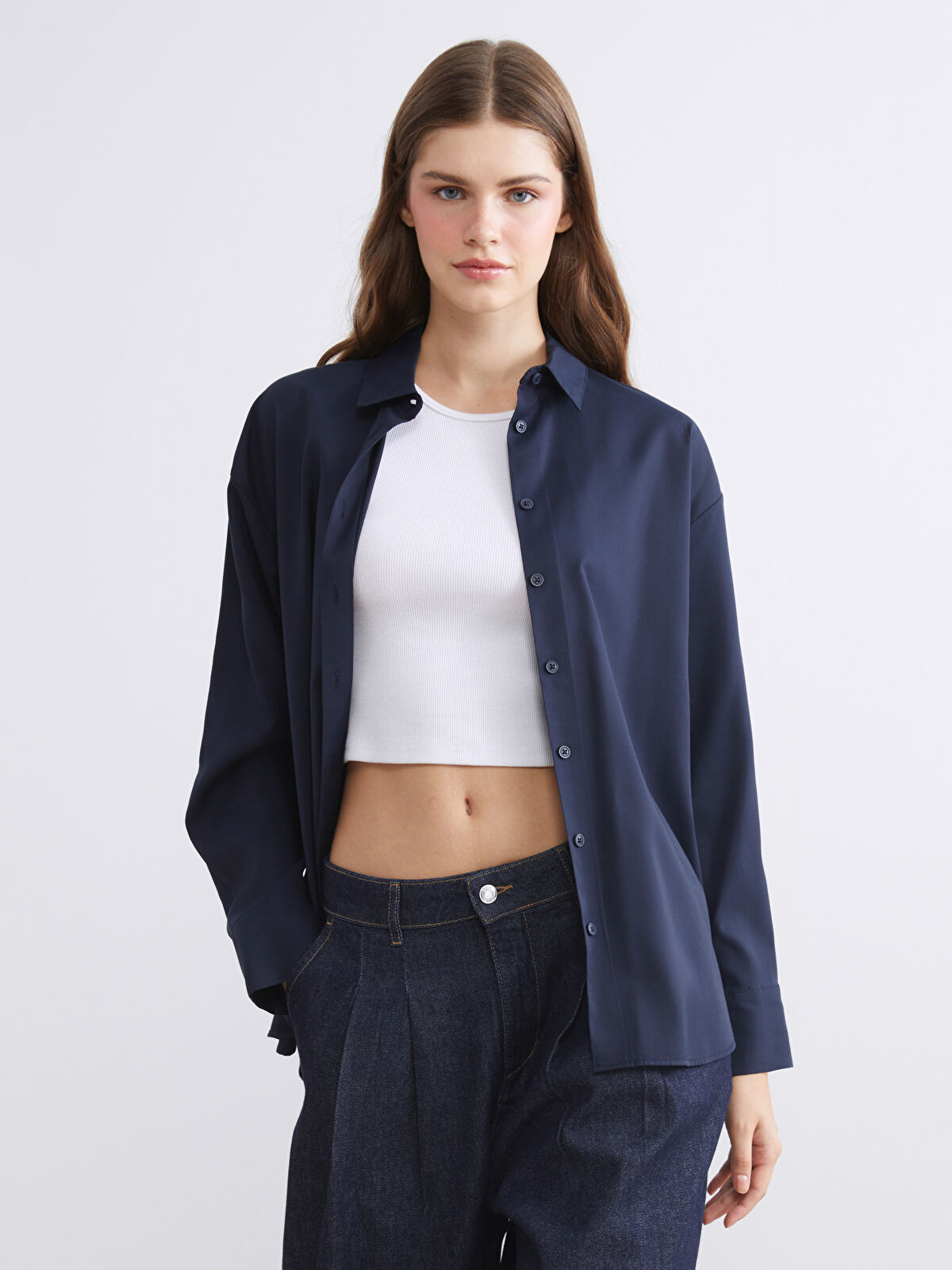 XSIDE Modal Blend Oversize Women's Shirt -W54672Z8-CTT - LC