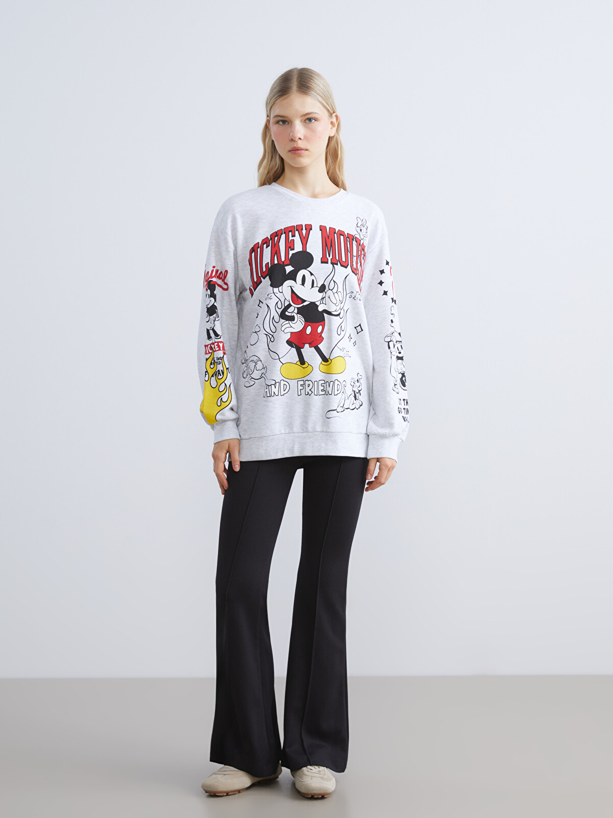 XSIDE Bisiklet Yaka Mickey Mouse Baskılı Kadın Sweatshirt
