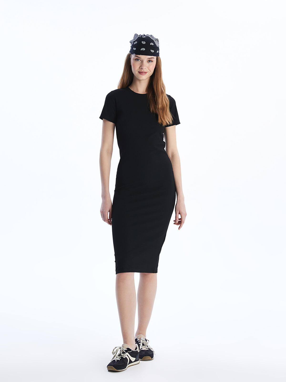 XSIDE Bisiklet Yaka Bodycon Elbise - W54822Z8-CVL | LC Waikiki