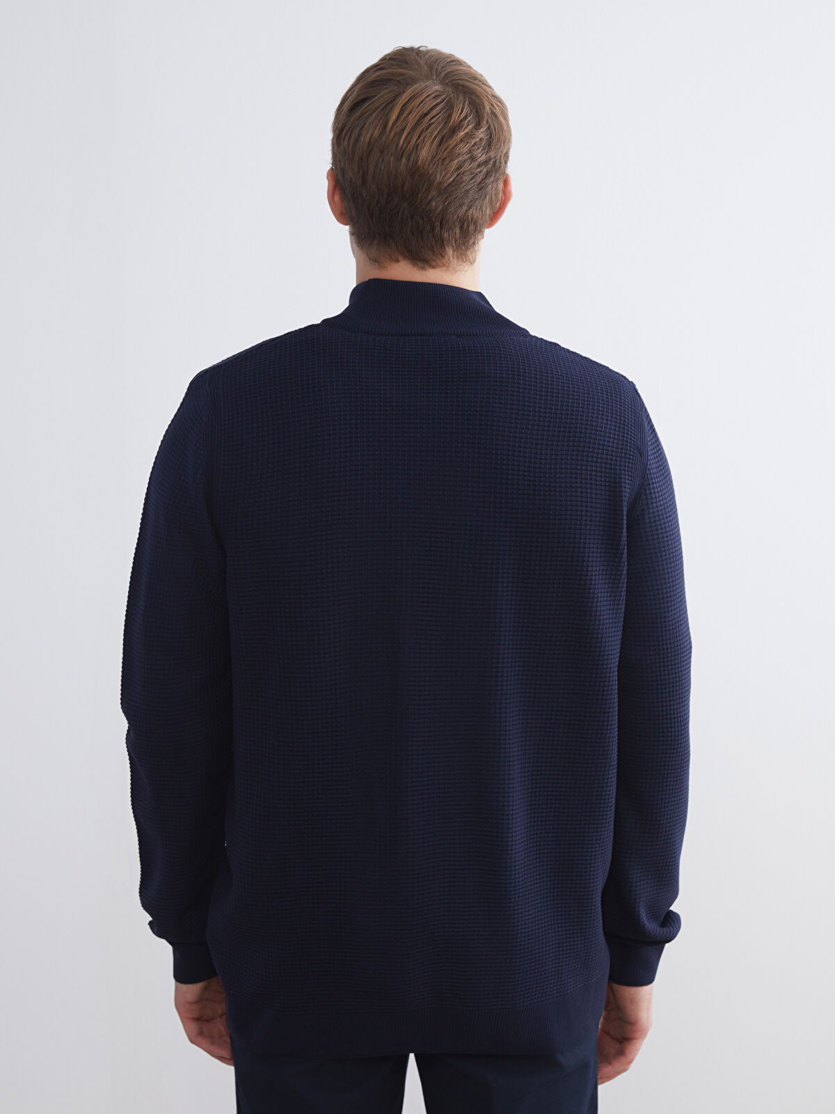 SOUTHBLUE Lacivert Standart Kalıp Dik Yaka Erkek Triko Hırka