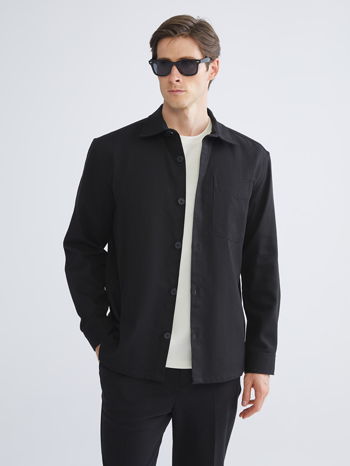 LCW Vision Regular Fit Long Sleeve Gabardine Men's Shirt Jacket